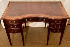 Antique English Mahogany Writing Desk with Chippendale Fretwork, circa 1880