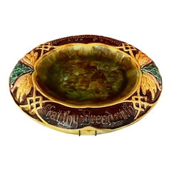 Antique English Majolica Bread Tray, 19th Century