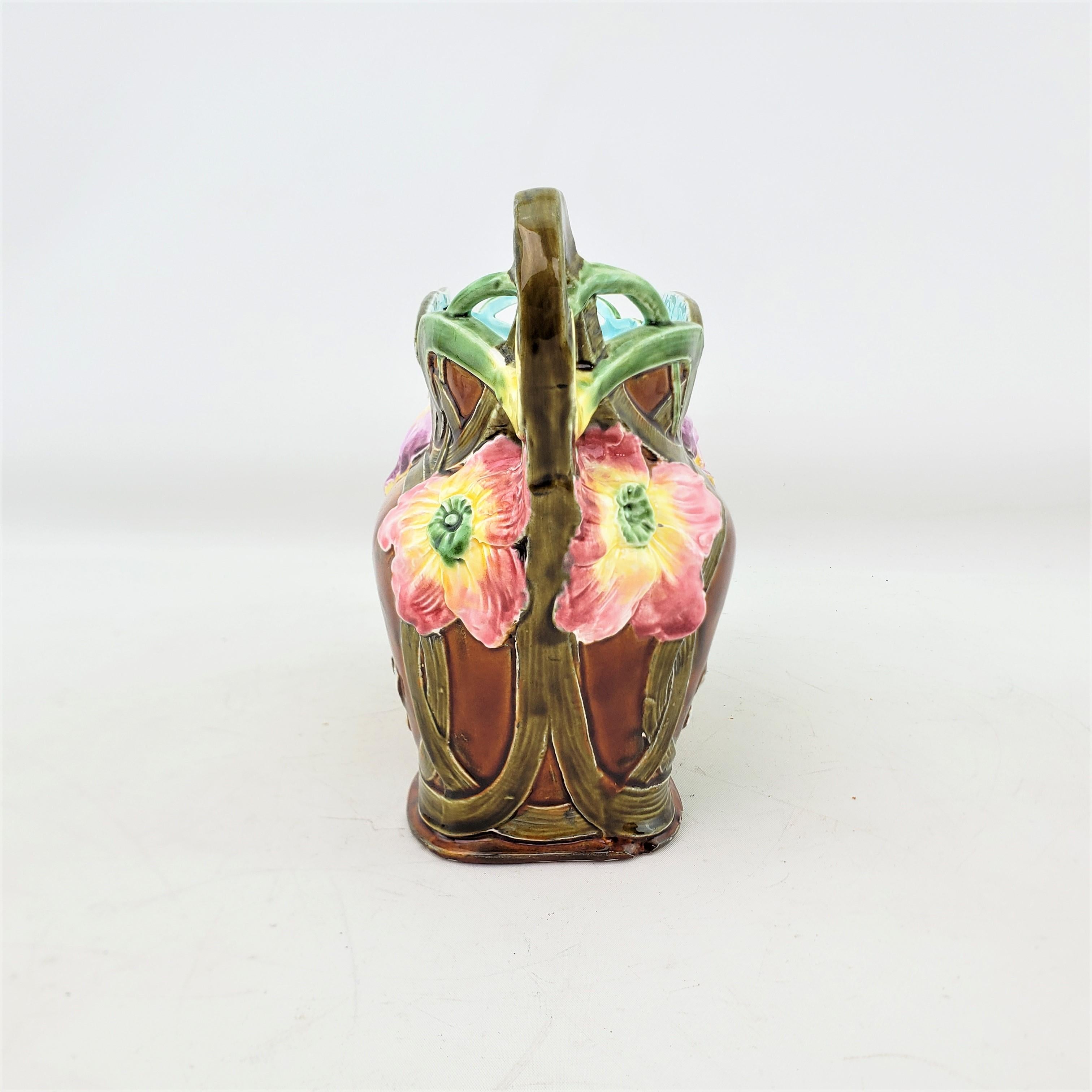 Antique English Majolica Planter or Jardiniere with Floral Decoration For Sale 6