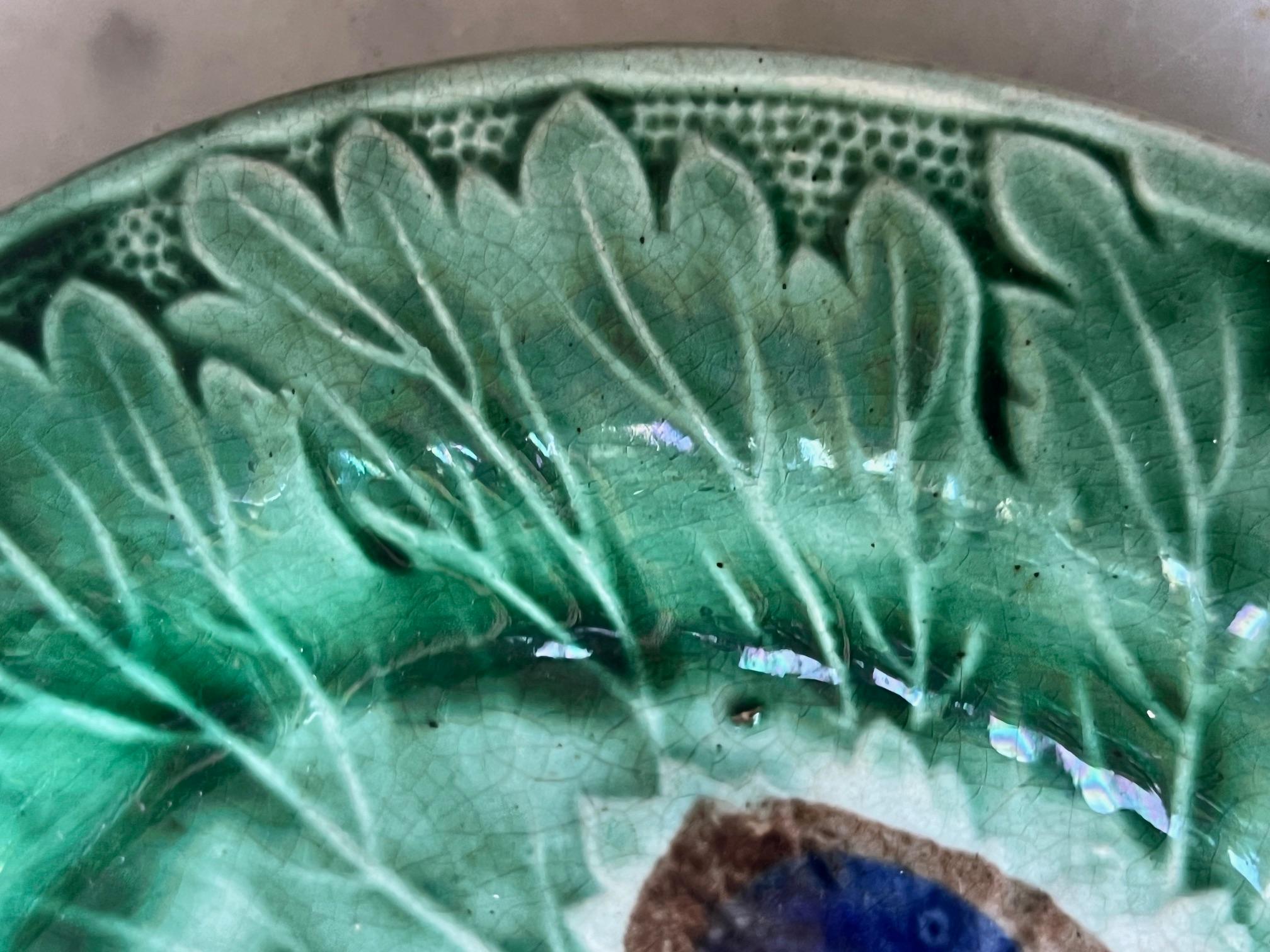 Antique English Majolica Plate, c. 1920's For Sale 3