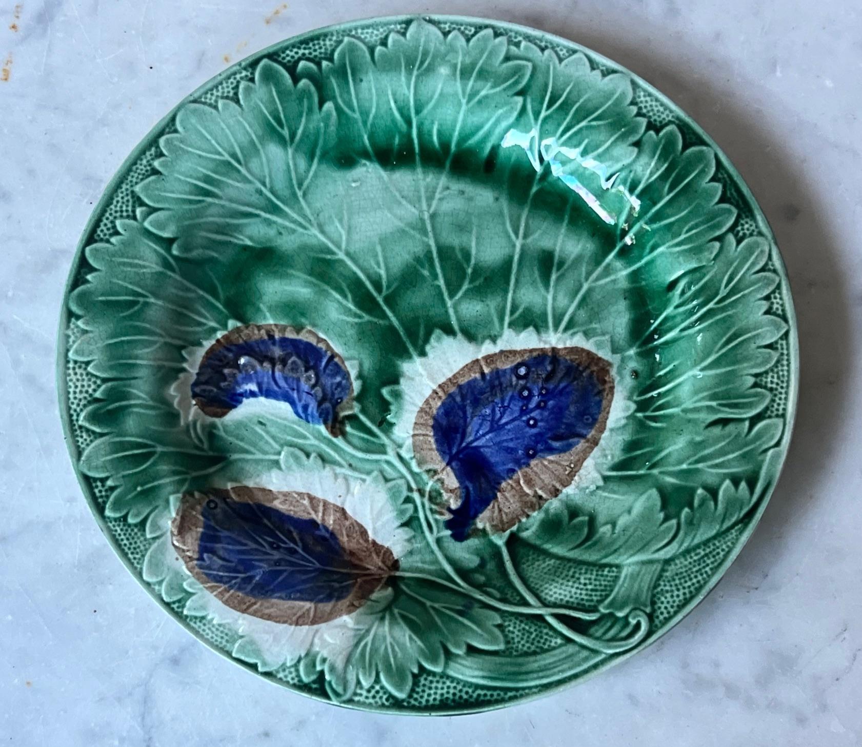 Antique English Majolica Plate, c. 1920's For Sale 5