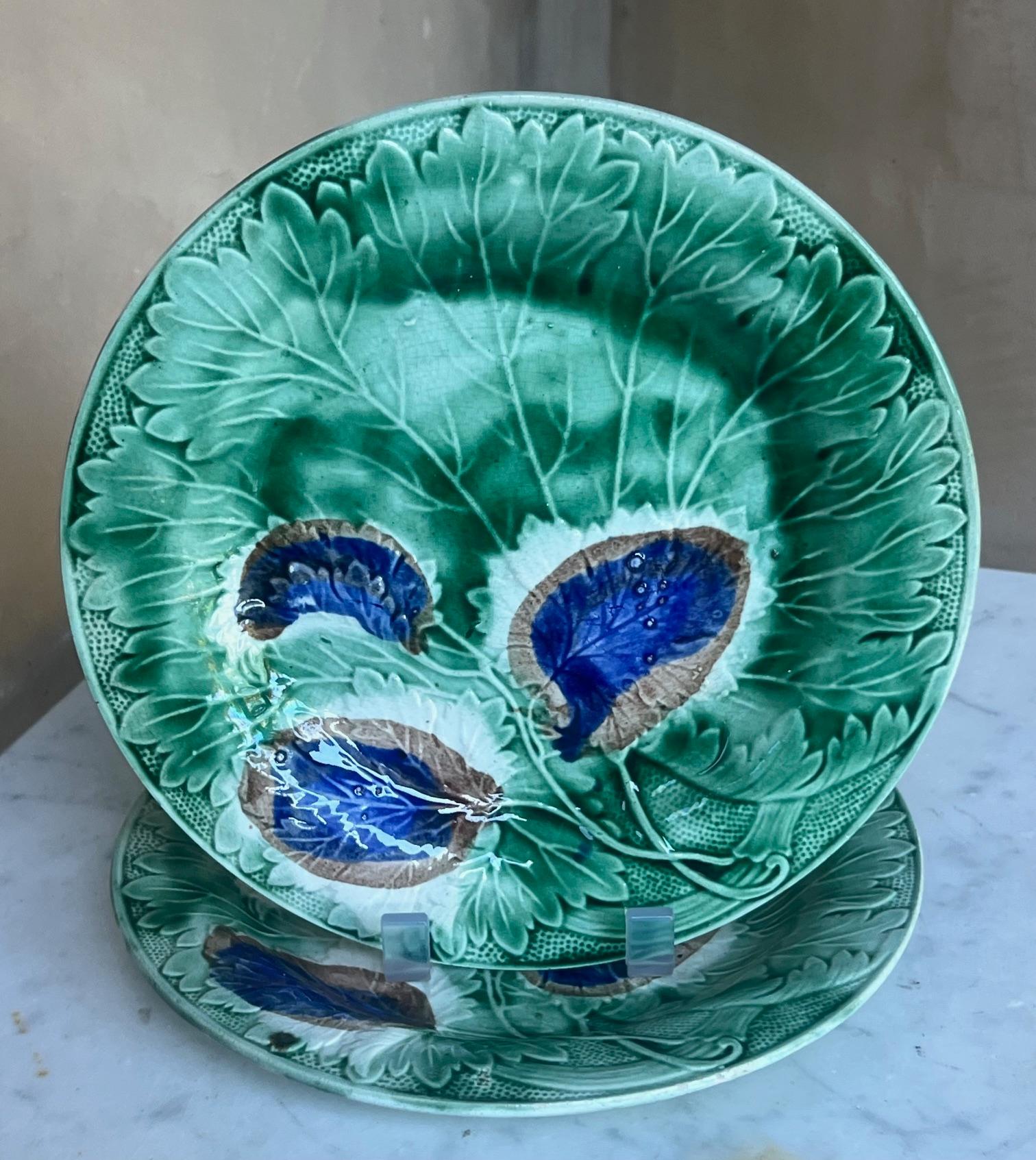 Antique English Majolica Plate, c. 1920's For Sale 6