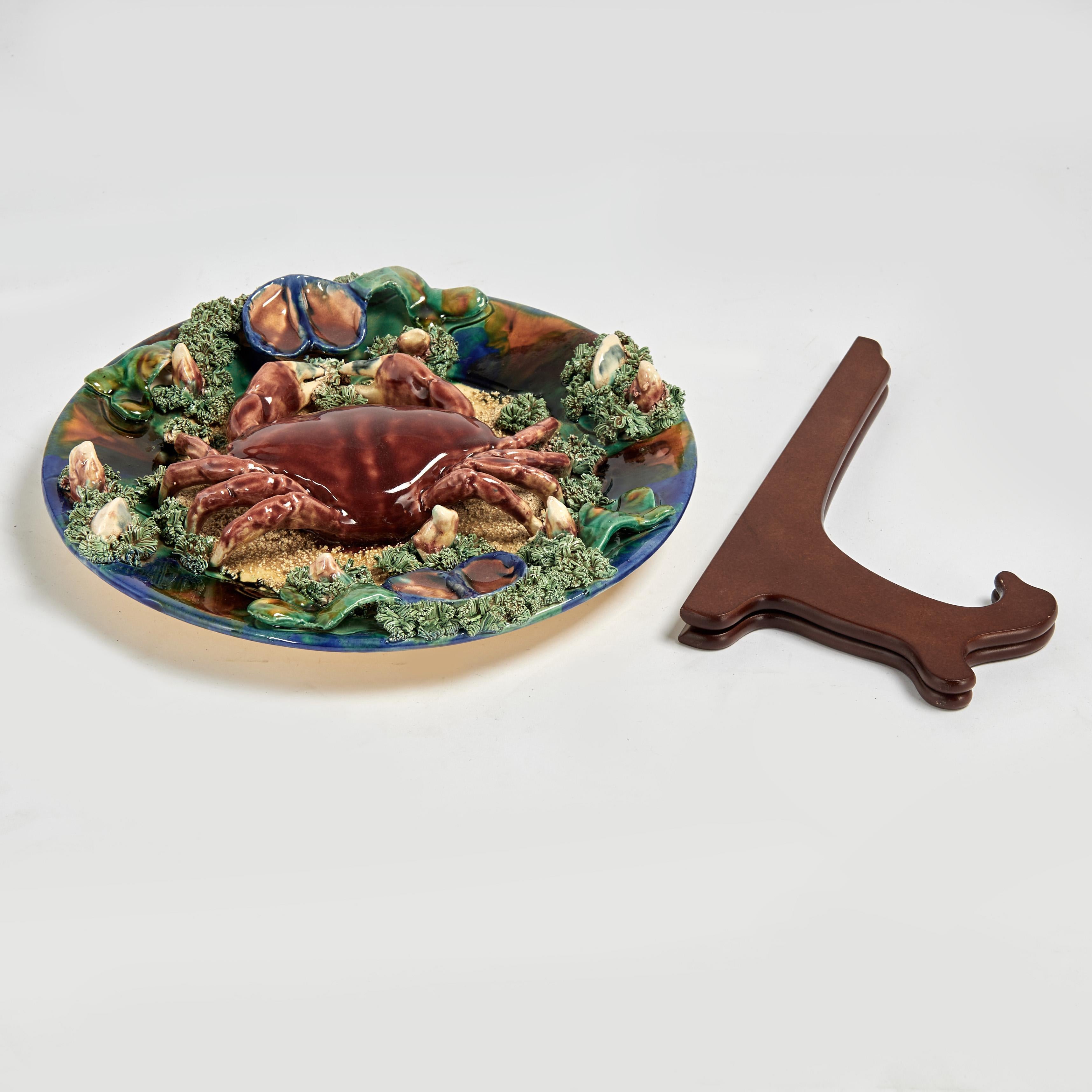 Antiguo Plato Inglés de Mayólica con Cangrejo de Minton en venta 1