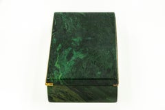 Antique English Malachite Gilt Sterling Cigarette Jewelry Box George Betjemann