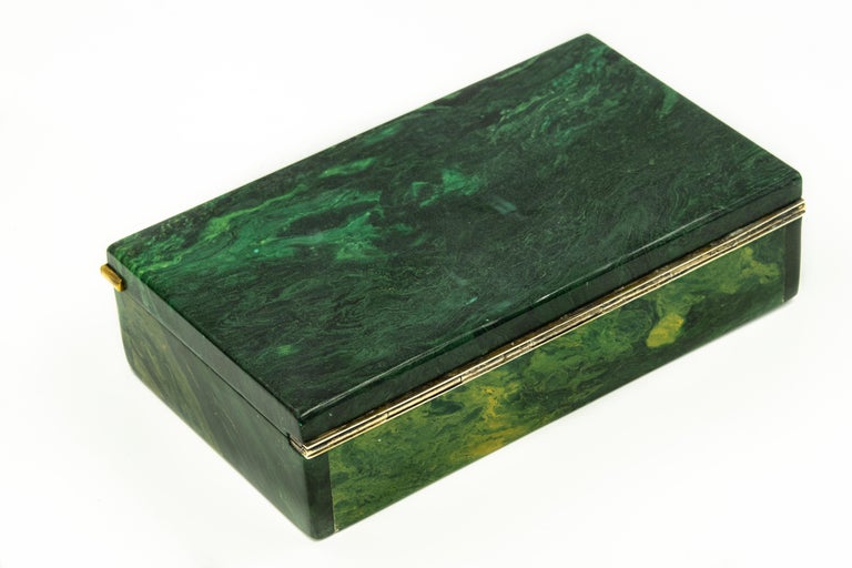 malachite cigarette box Deco Faux Silver Case Malachite Stone Box  Bentleys