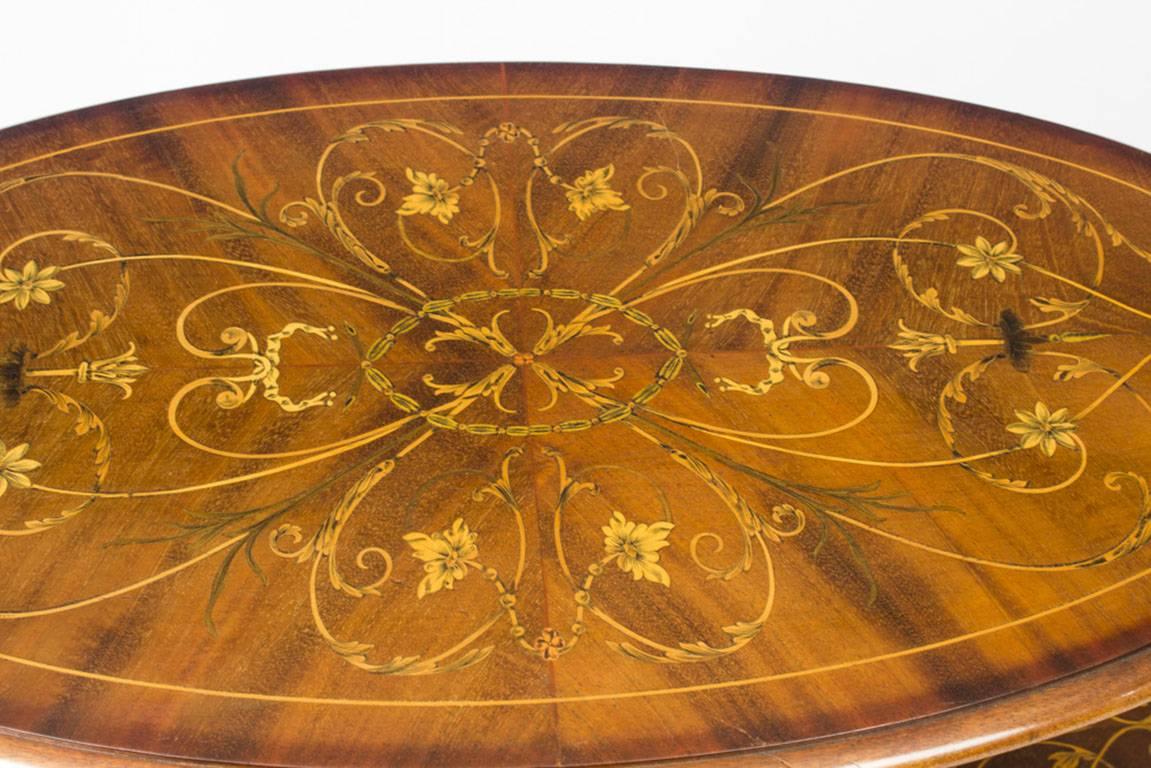 Antique English Marquetry Etagere Occasional Coffee Table 19th Century In Excellent Condition In London, GB