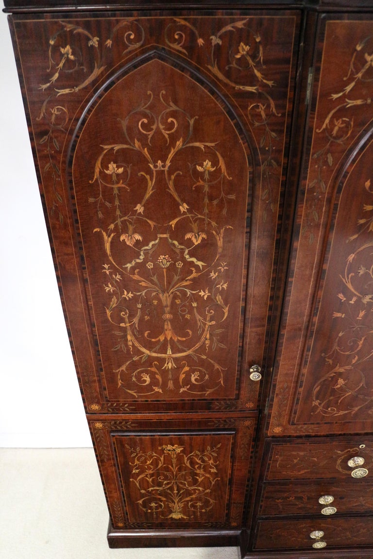 Antique English Marquetry Fitted Wardrobe By Edwards And Roberts