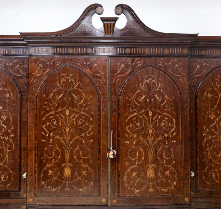 Antique English Marquetry Fitted Wardrobe By Edwards And Roberts