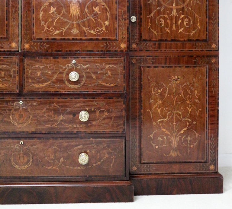 Antique English Marquetry Fitted Wardrobe By Edwards And Roberts