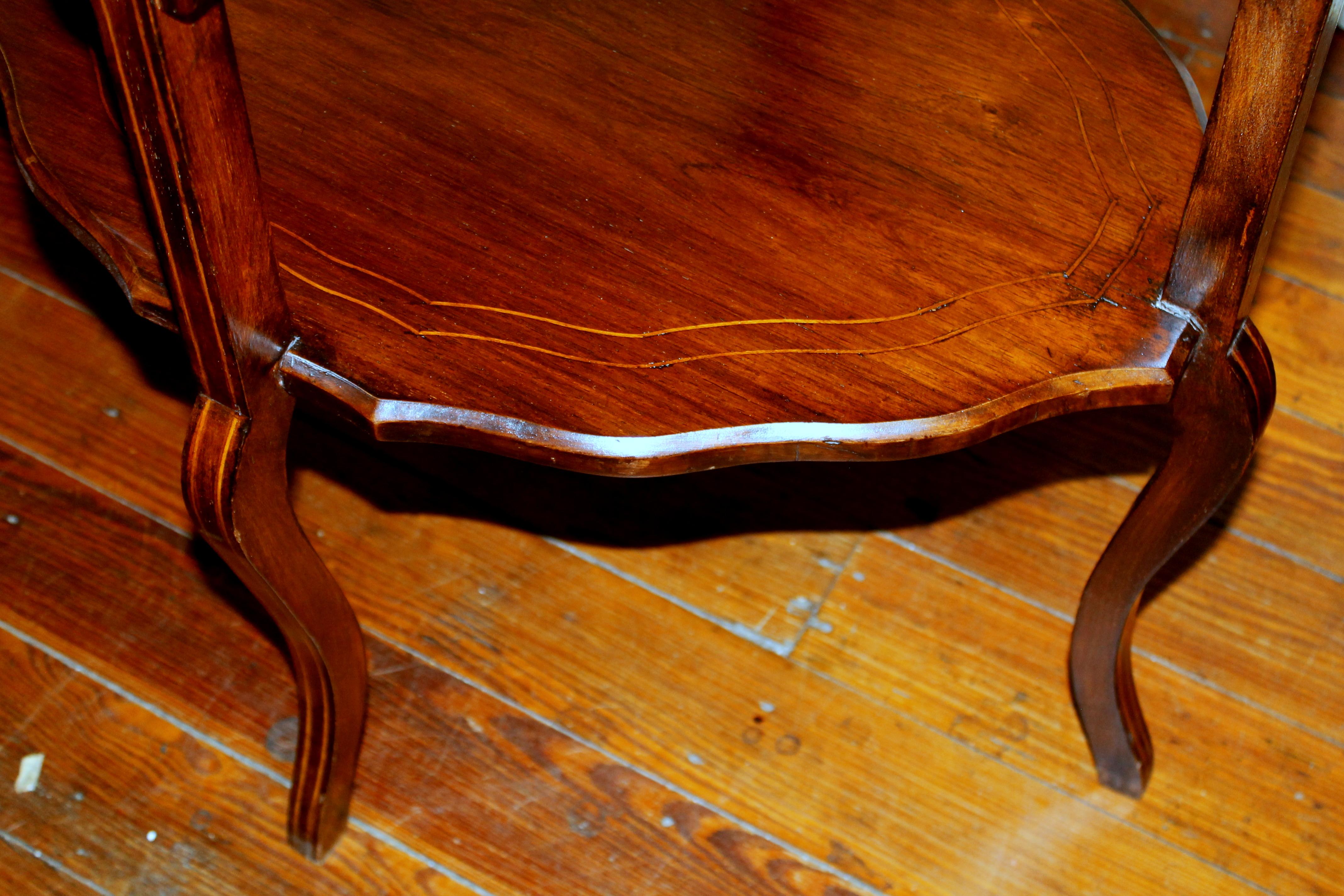 19th Century Antique English Marquetry Inlaid Oblong Occasional Table, 