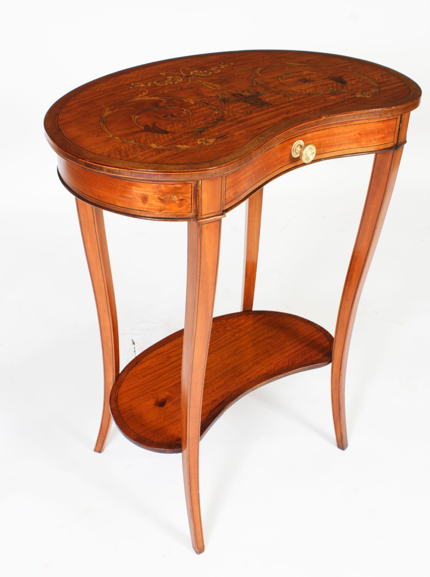 Antique English Marquetry Kidney Shaped Occasionally Tables 19th Century 5