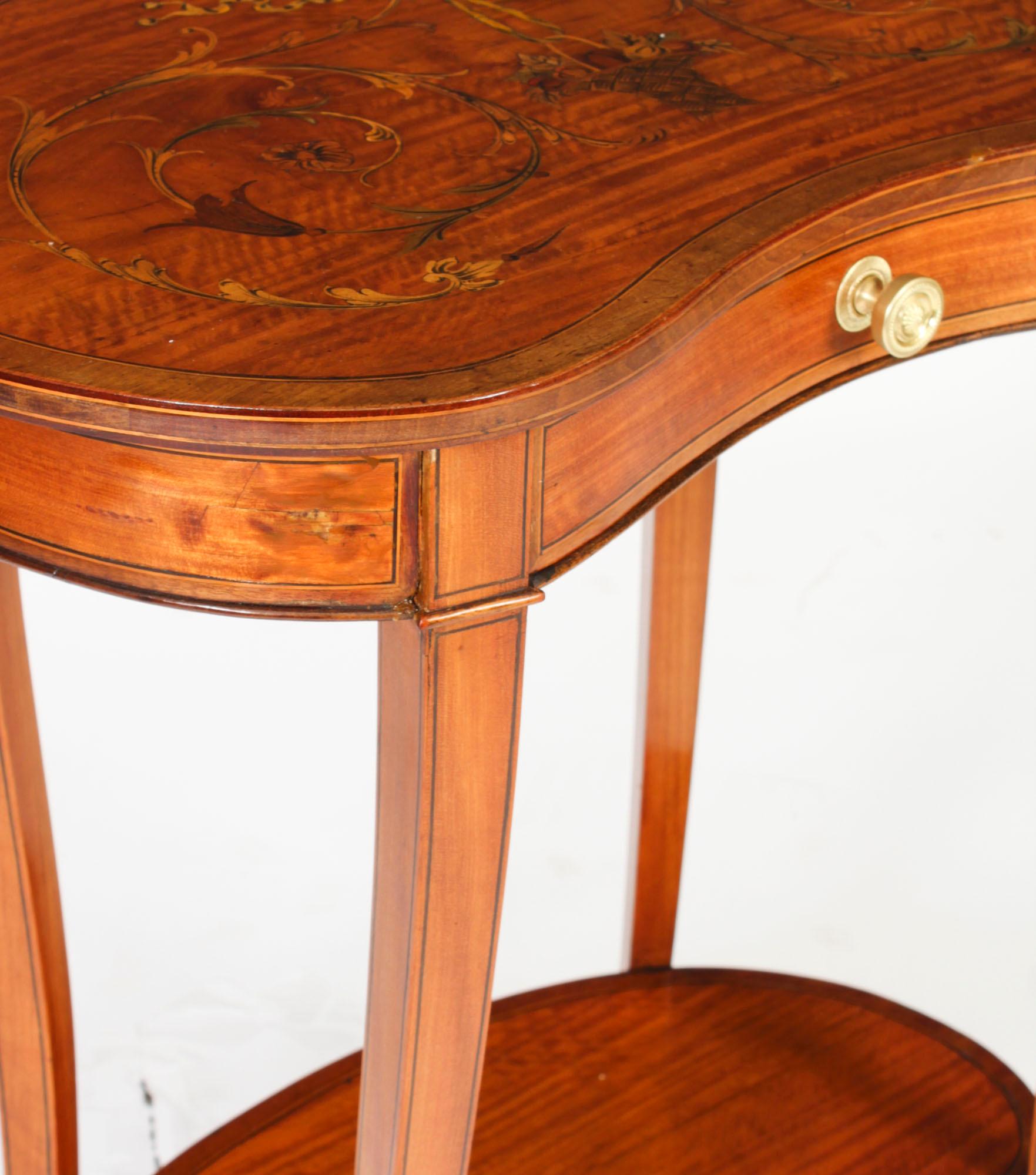 Antique English Marquetry Kidney Shaped Occasionally Tables 19th Century For Sale 6