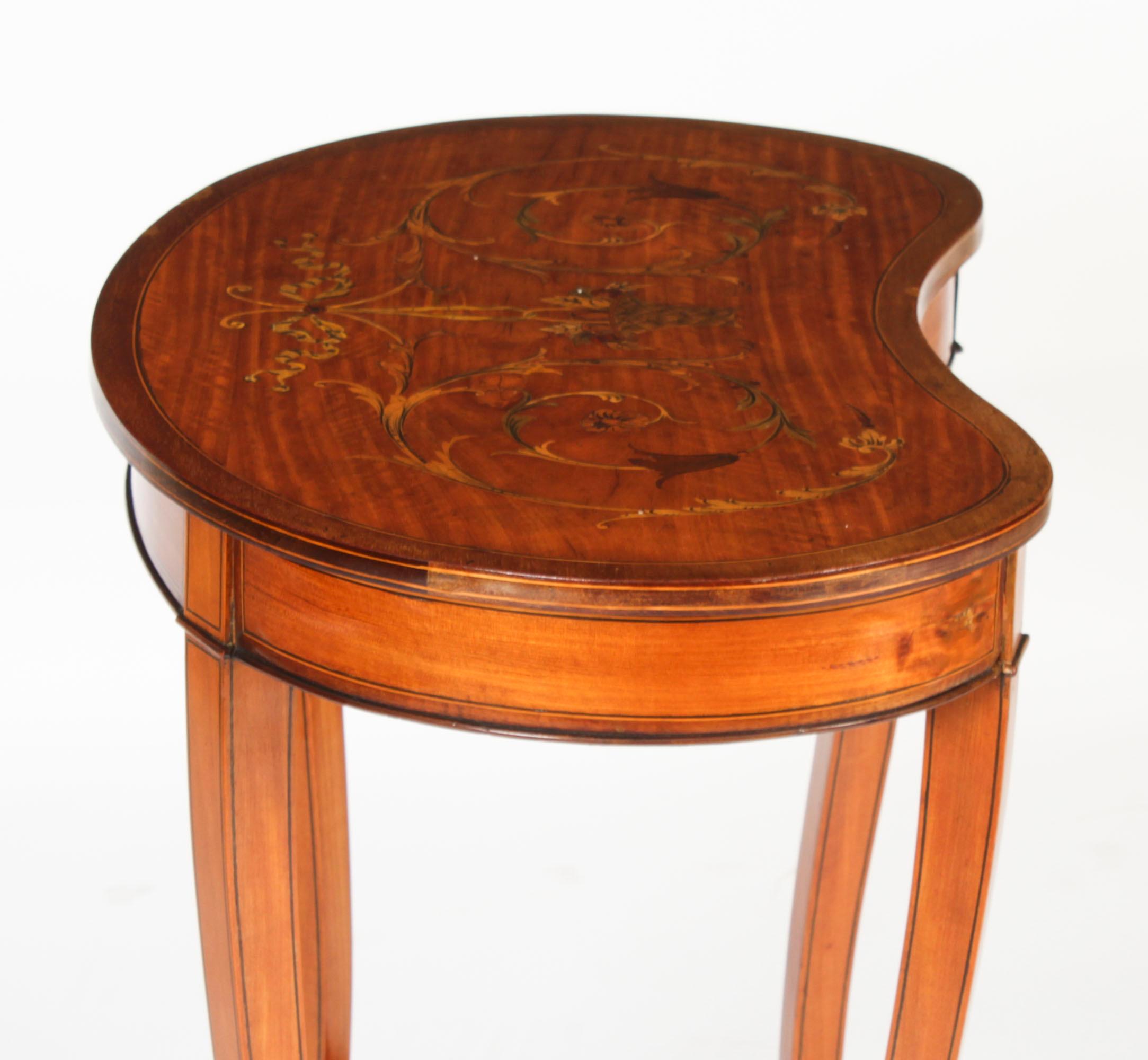 Antique English Marquetry Kidney Shaped Occasionally Tables 19th Century For Sale 9