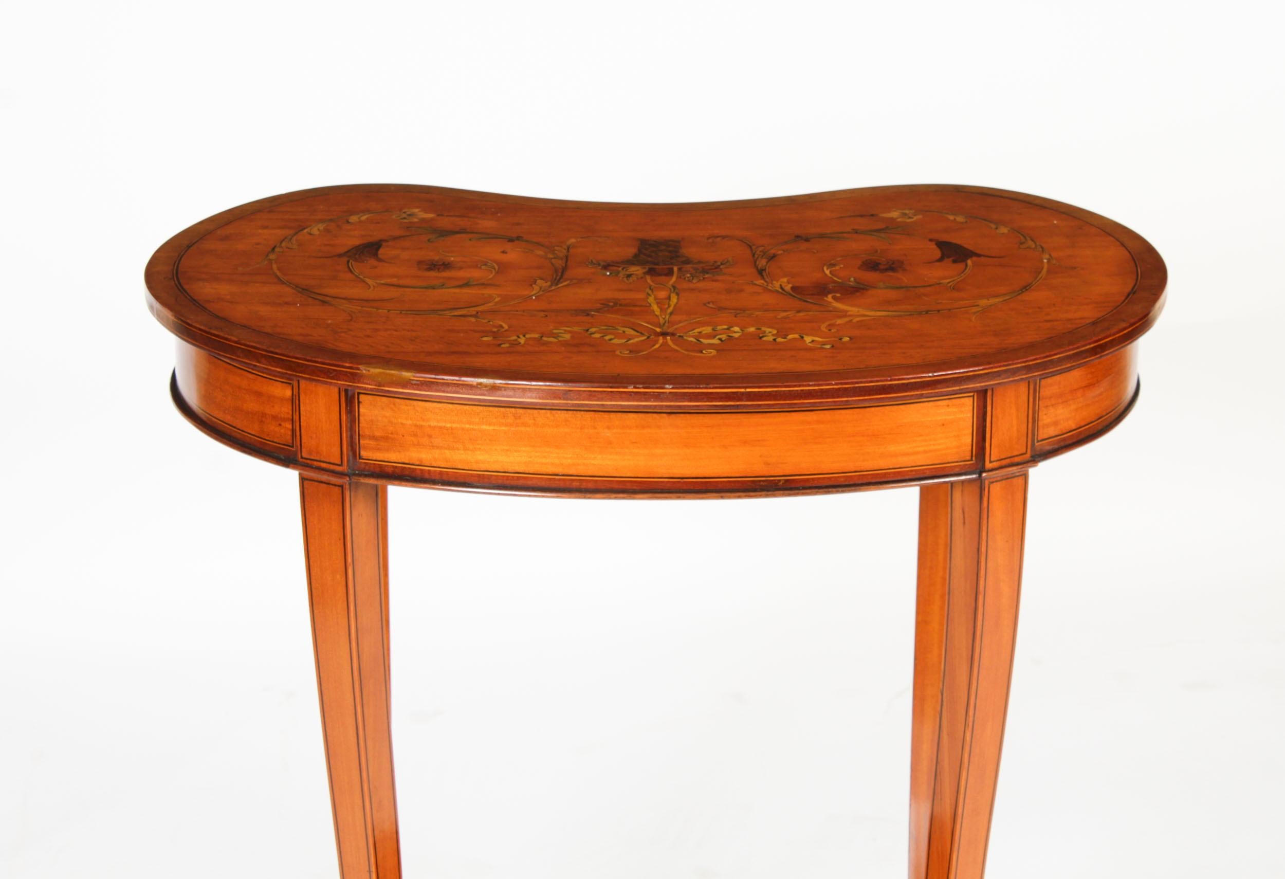 Antique English Marquetry Kidney Shaped Occasionally Tables 19th Century For Sale 12