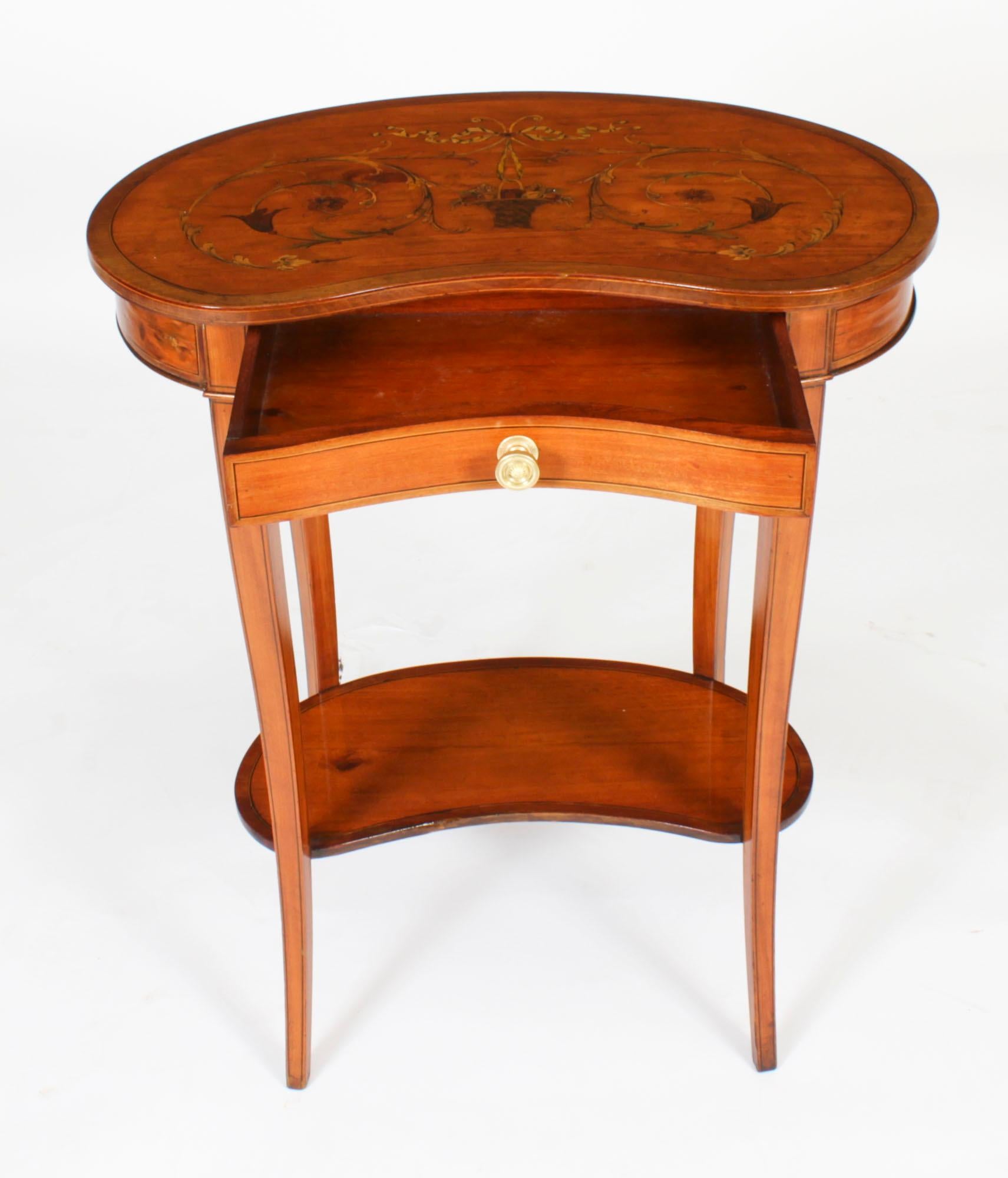 Antique English Marquetry Kidney Shaped Occasionally Tables 19th Century For Sale 4