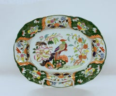 Antique English Mason's Ironstone "Green Imari" Rare Pattern Small Platter