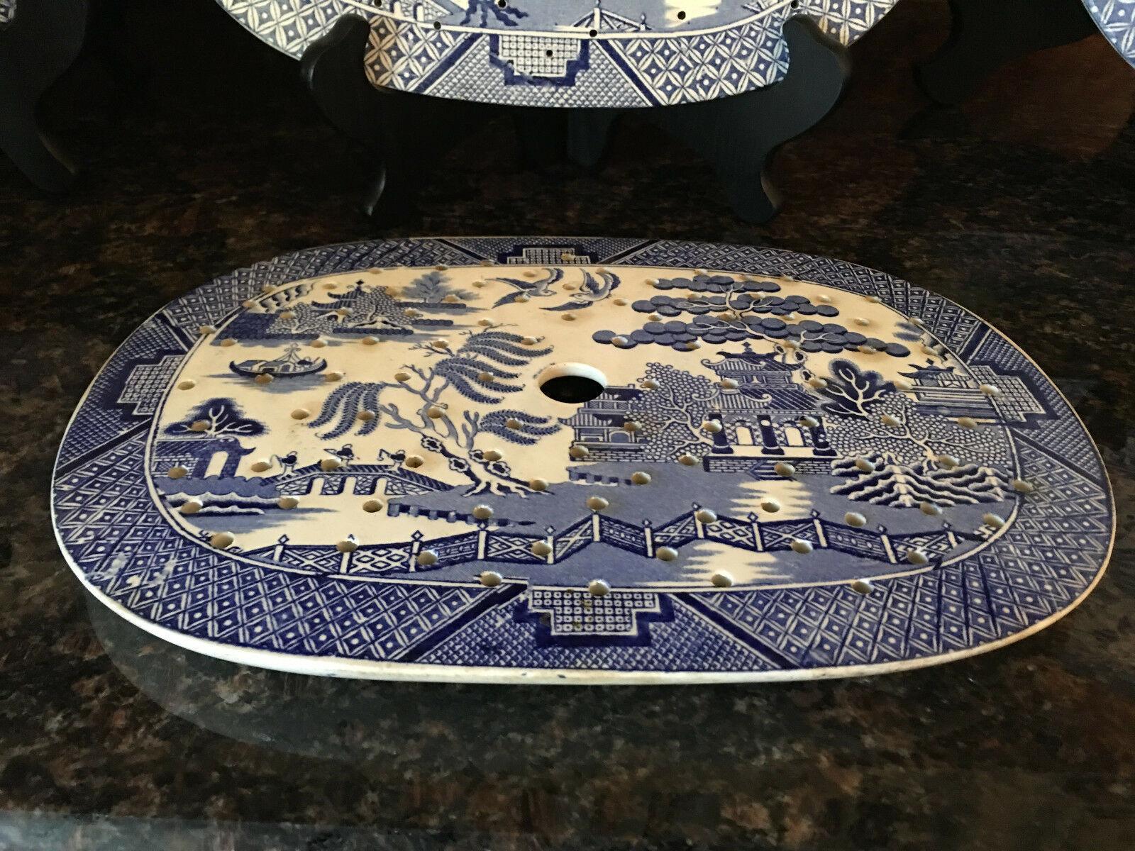 blue willow platters antique