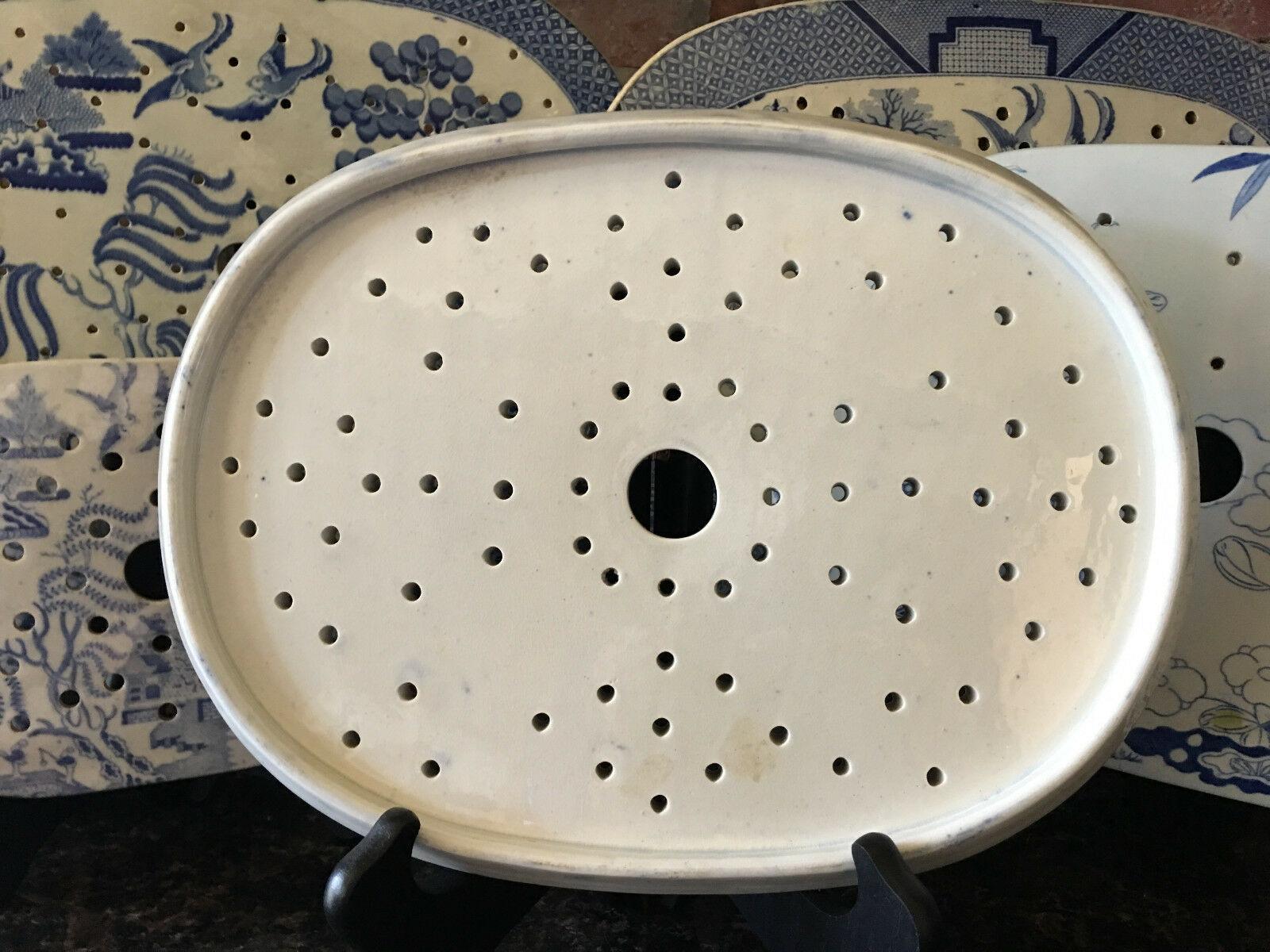 Antique English Meat Platter Drainer Flow Blue Victorian Transferware China 2