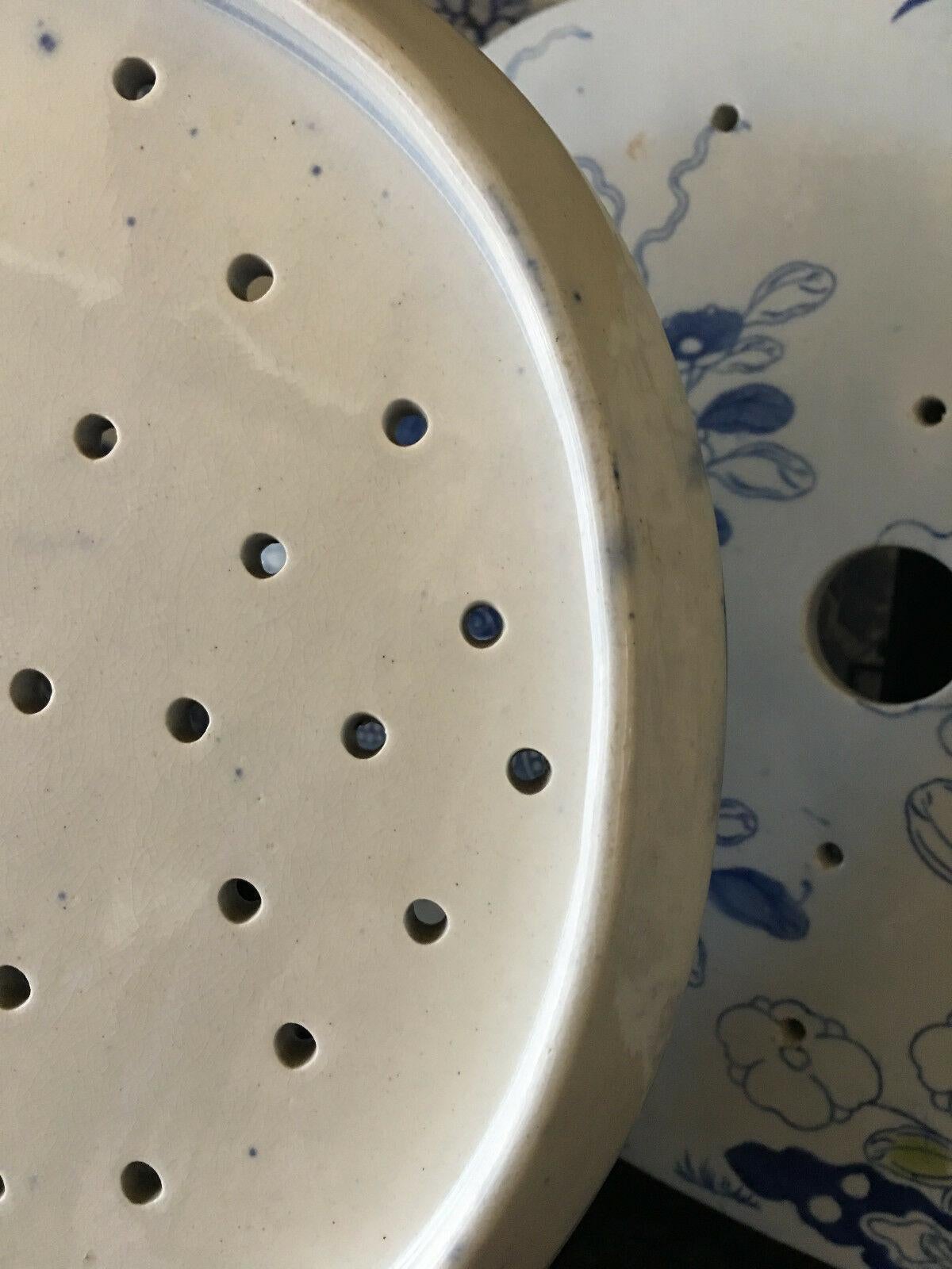 Antique English Meat Platter Drainer Flow Blue Victorian Transferware China 3