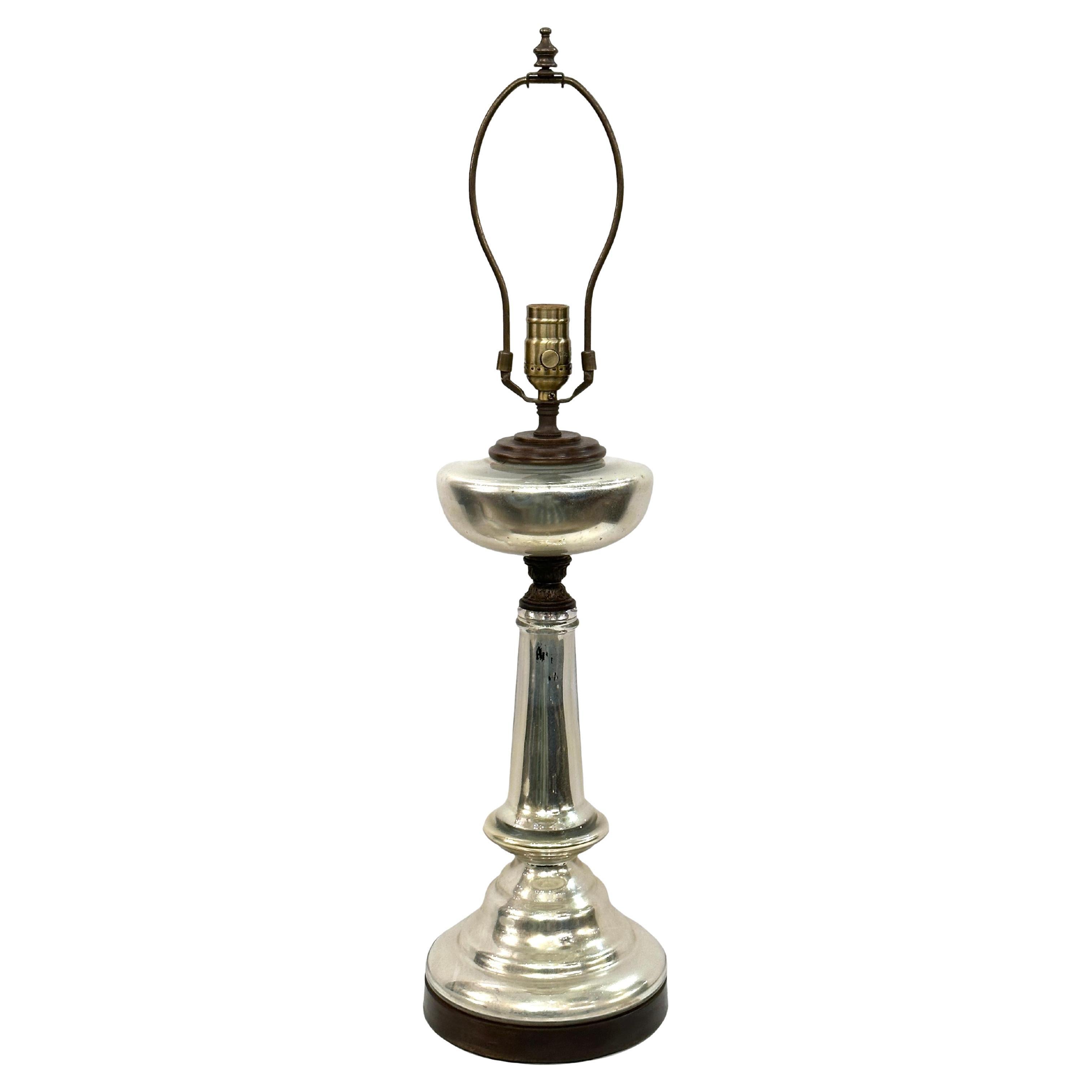 Antique English Mercury Glass Lamp
