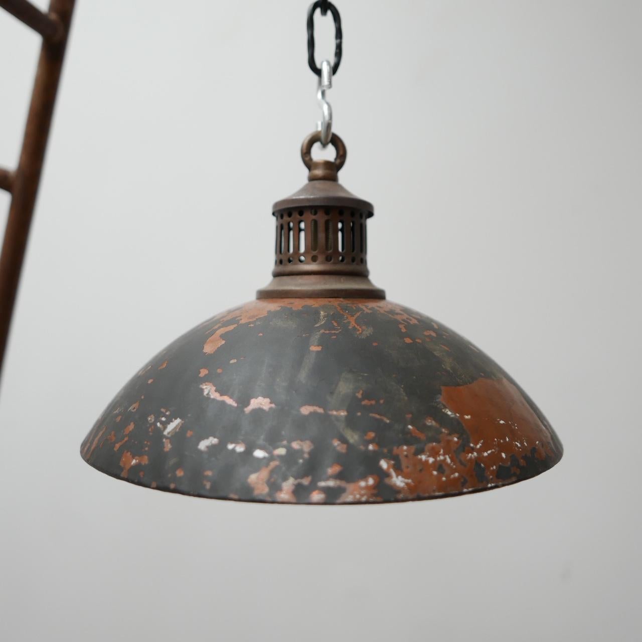 Brass Antique English Mercury Glass Pendant Light '1' For Sale