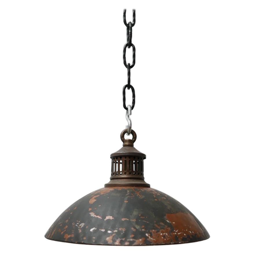 Lampe à suspension anglaise ancienne en verre mercuré '1'
