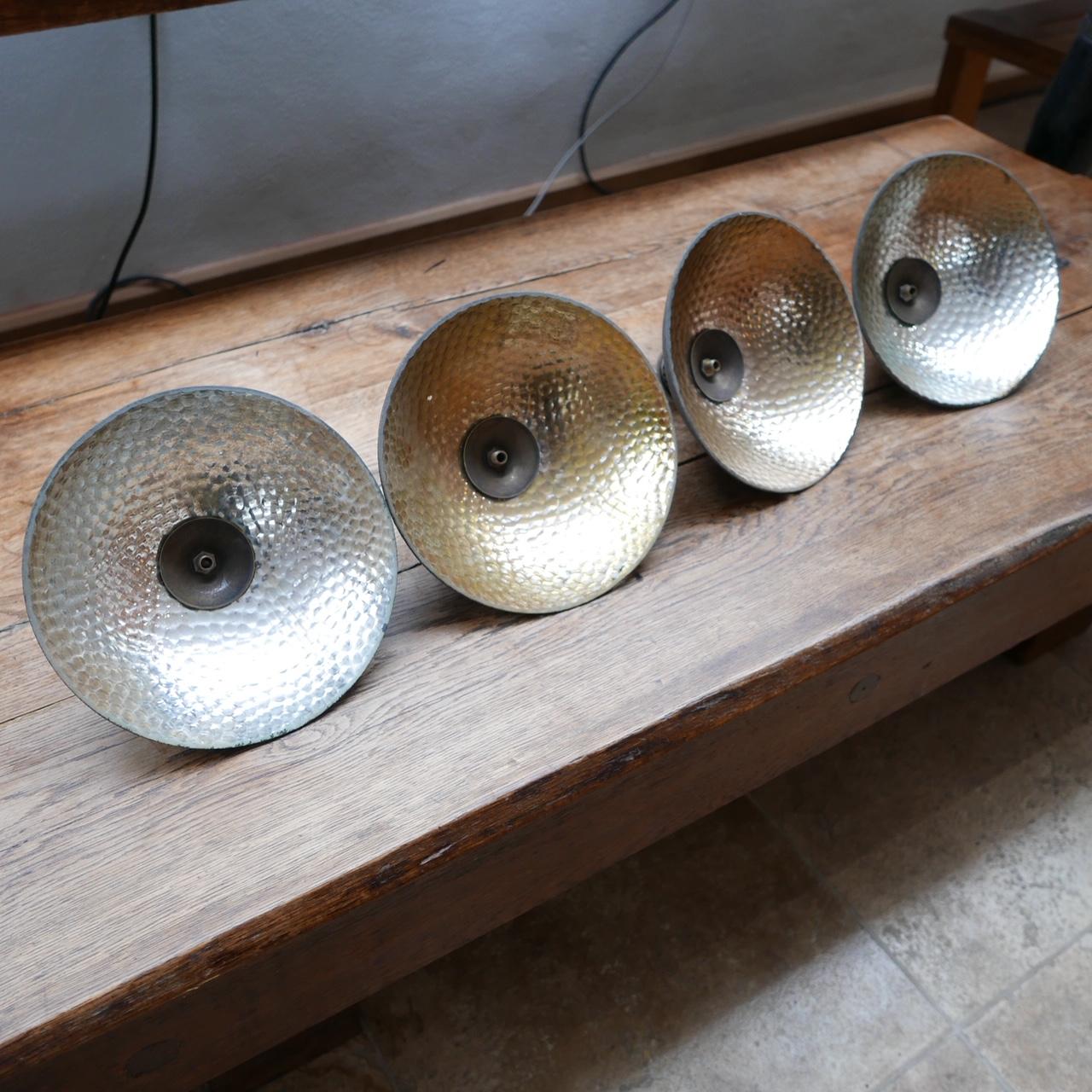 Brass Antique English Mercury Glass Pendant Lights '4' For Sale