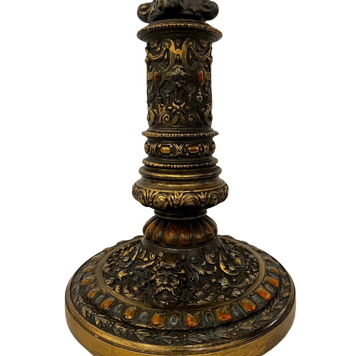 Cast Antique English Metal Lamp For Sale