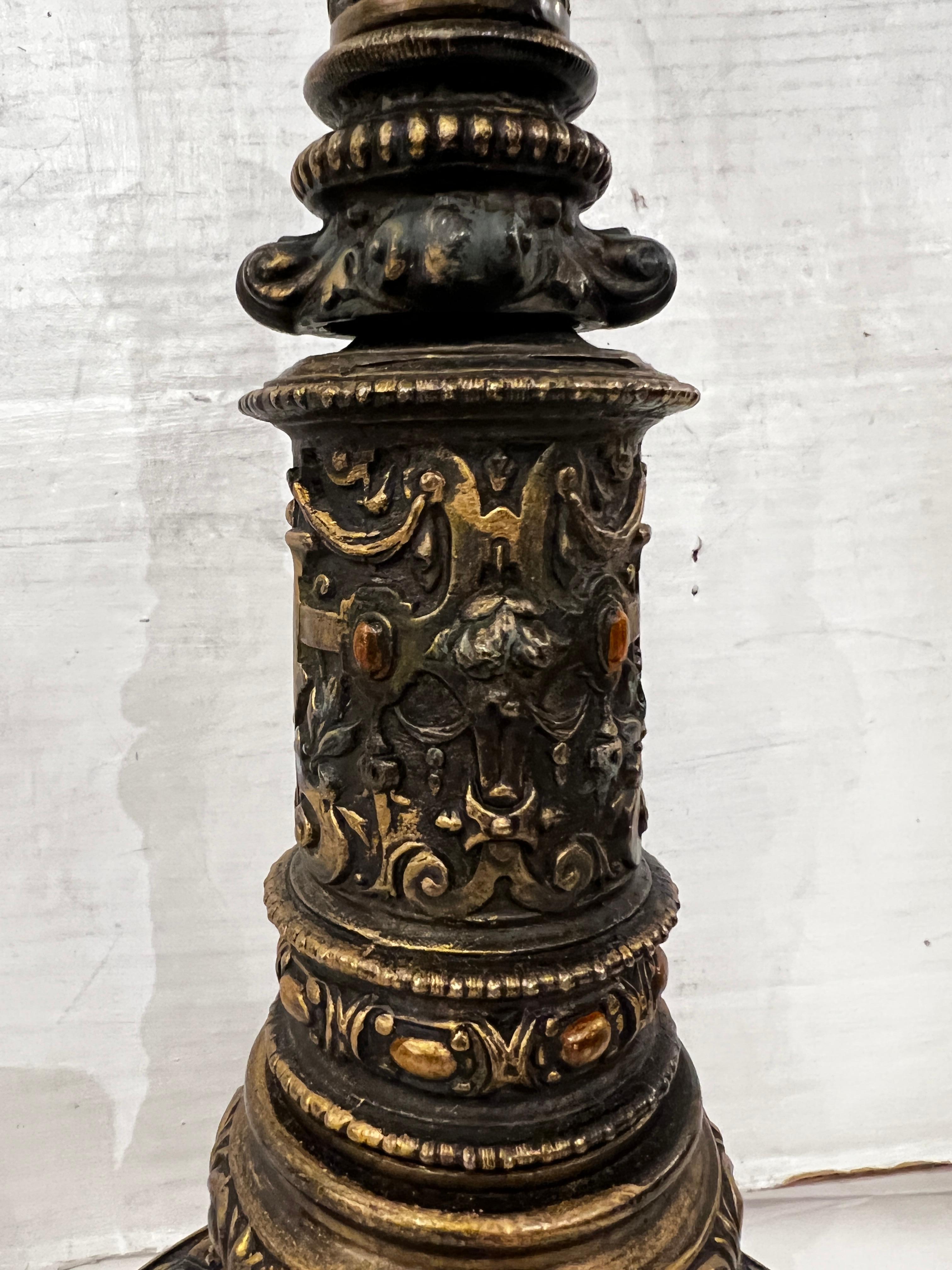 Antique English Metal Lamp For Sale 1