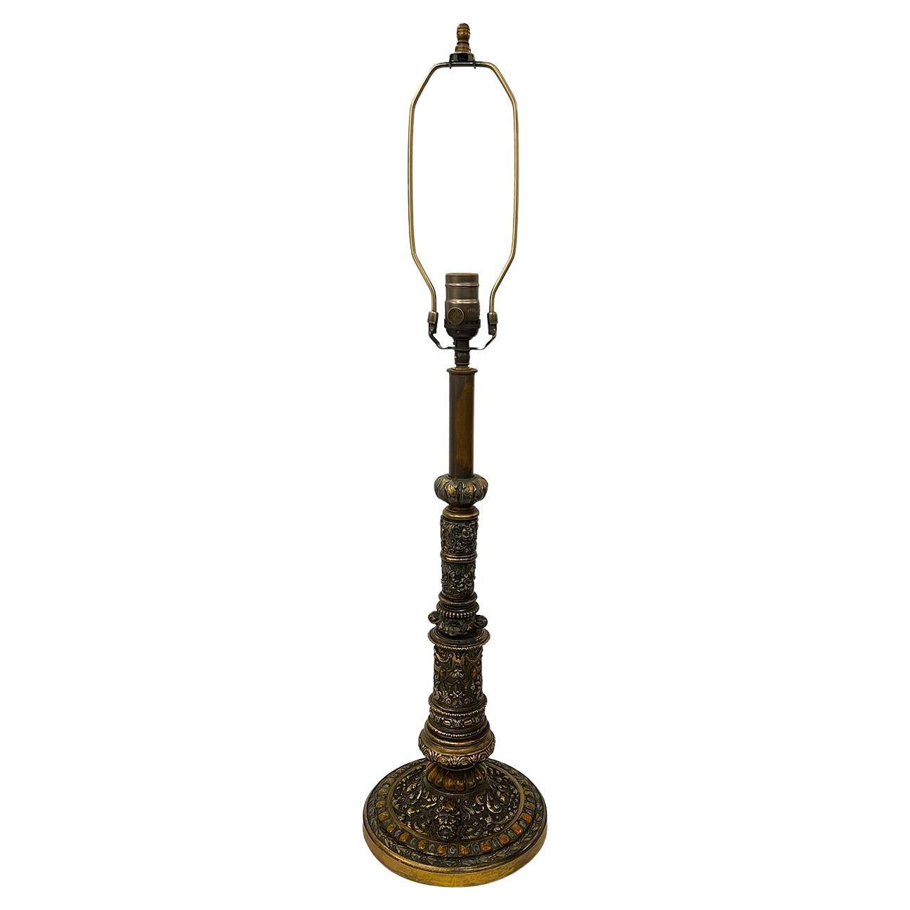 Antique English Metal Lamp For Sale