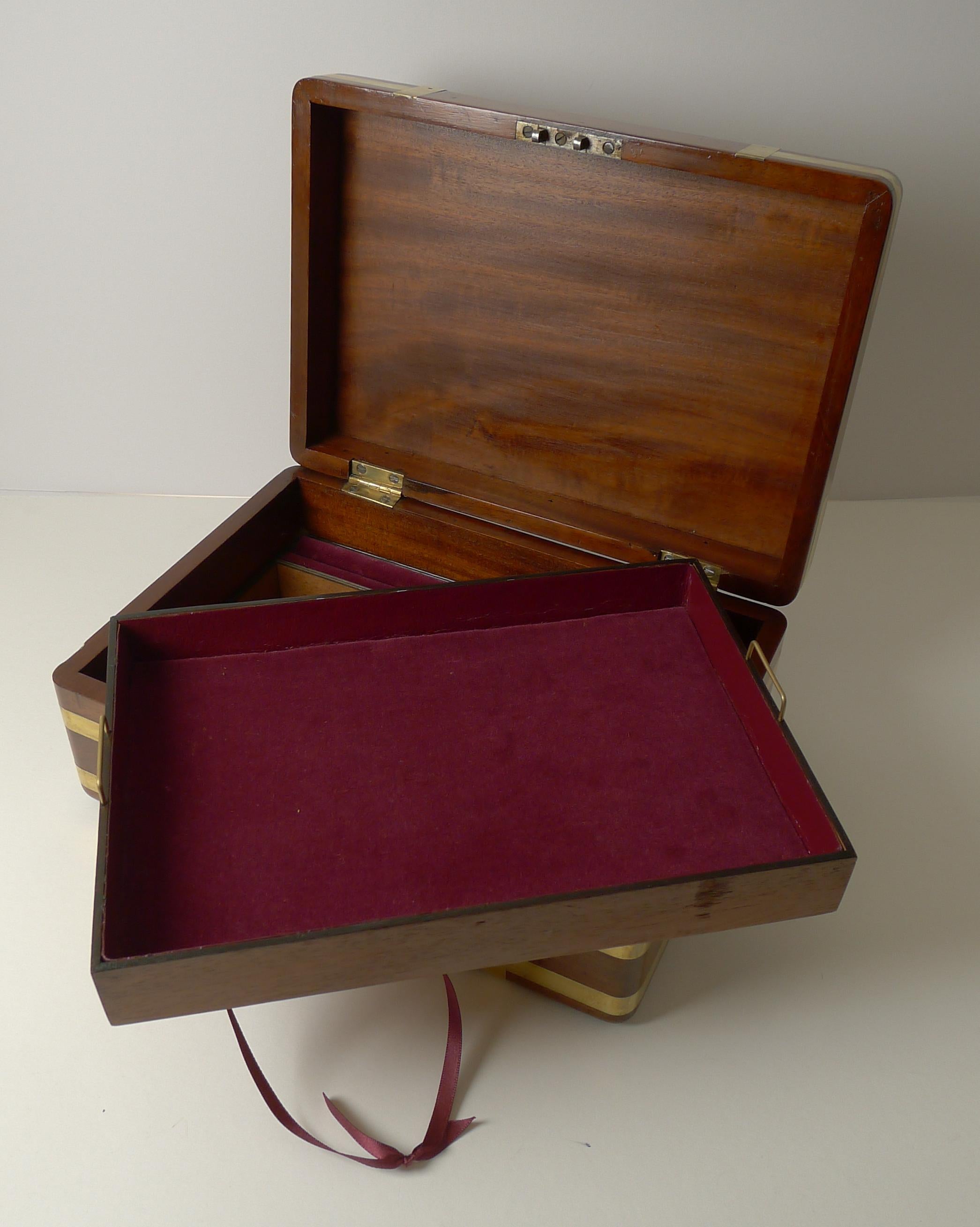 Antique English Military / Campaign Brass Bound Jewelry Box, C.1820 4