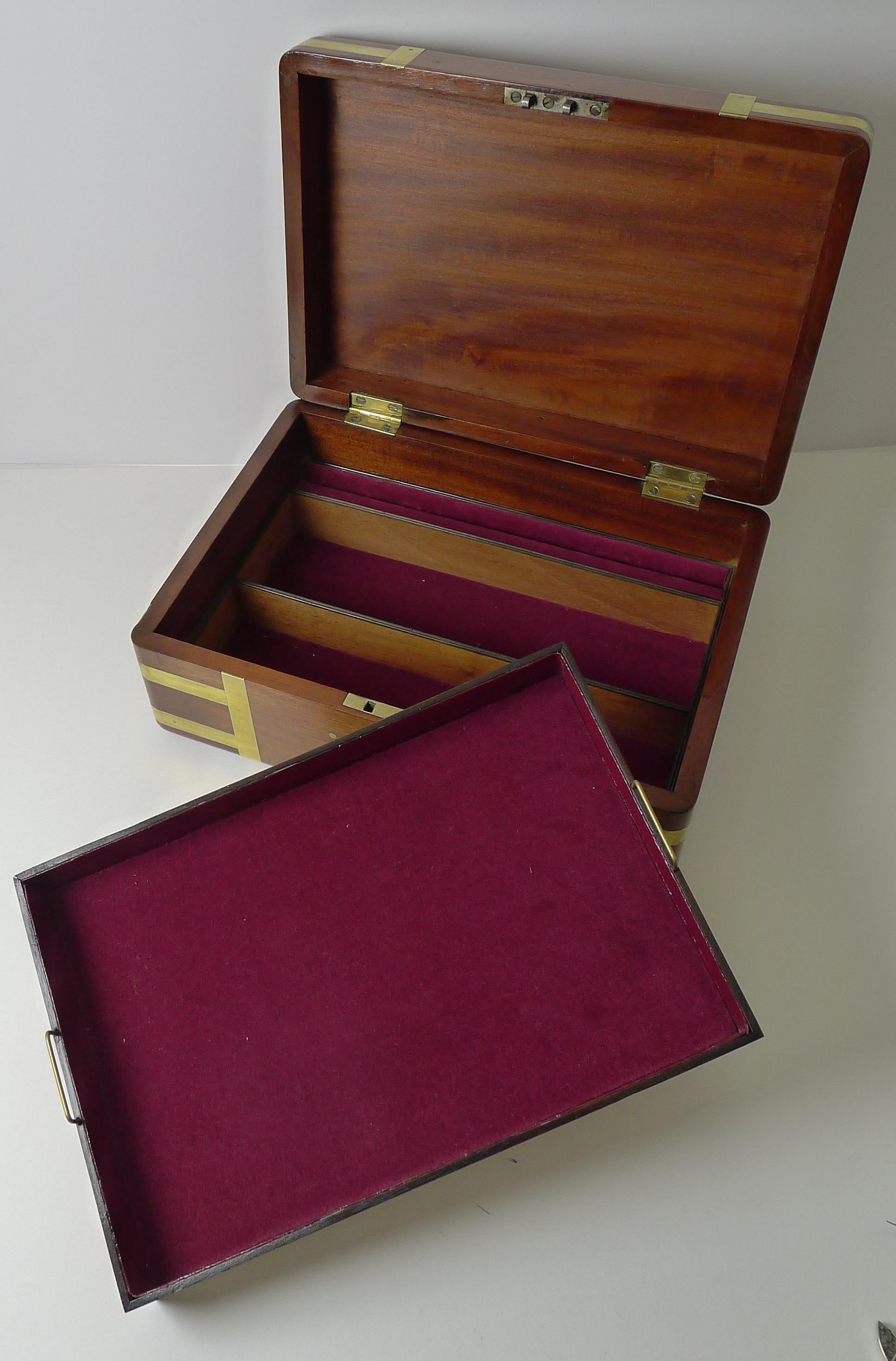 Antique English Military / Campaign Brass Bound Jewelry Box, C.1820 7