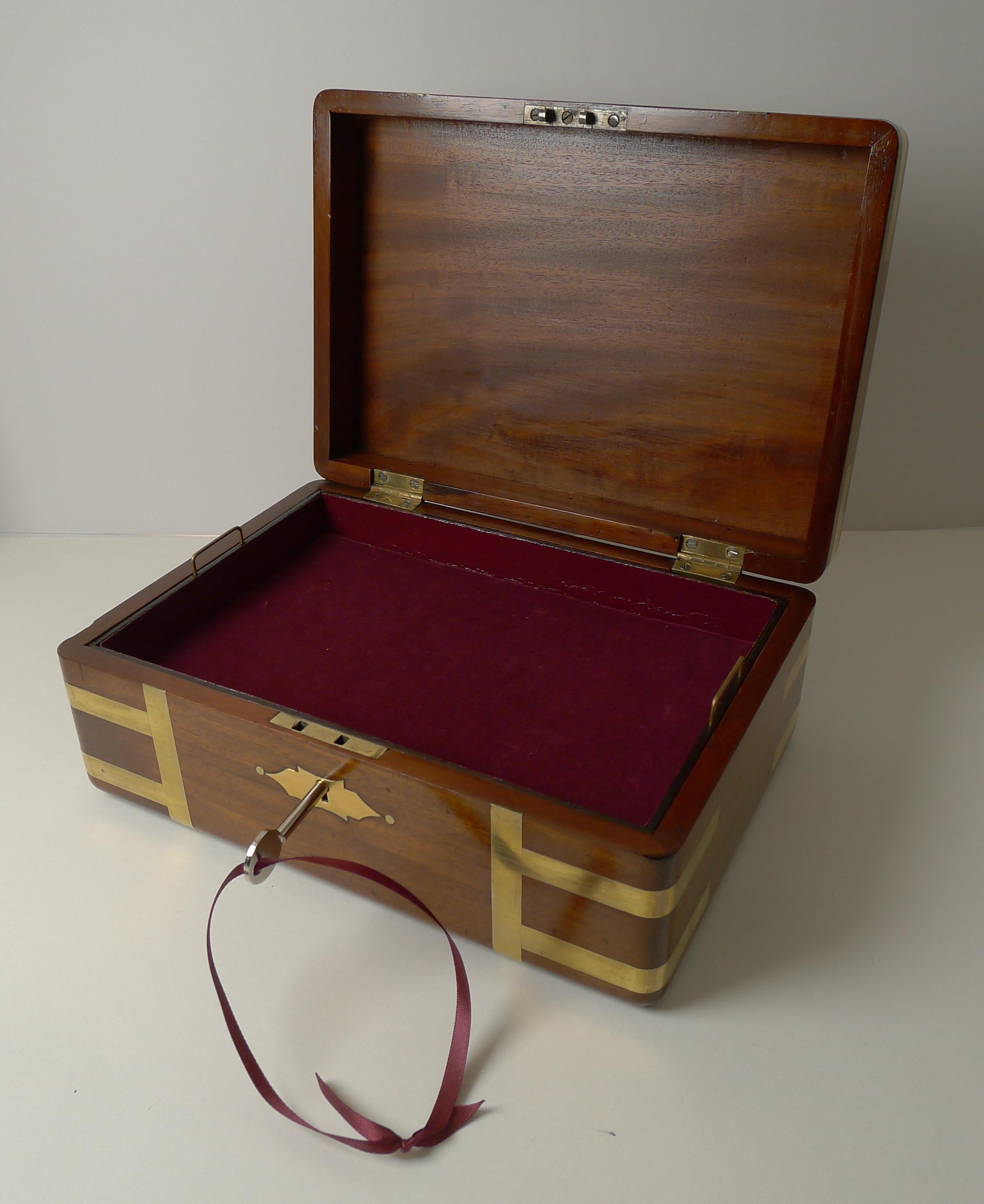 Antique English Military / Campaign Brass Bound Jewelry Box, C.1820 3