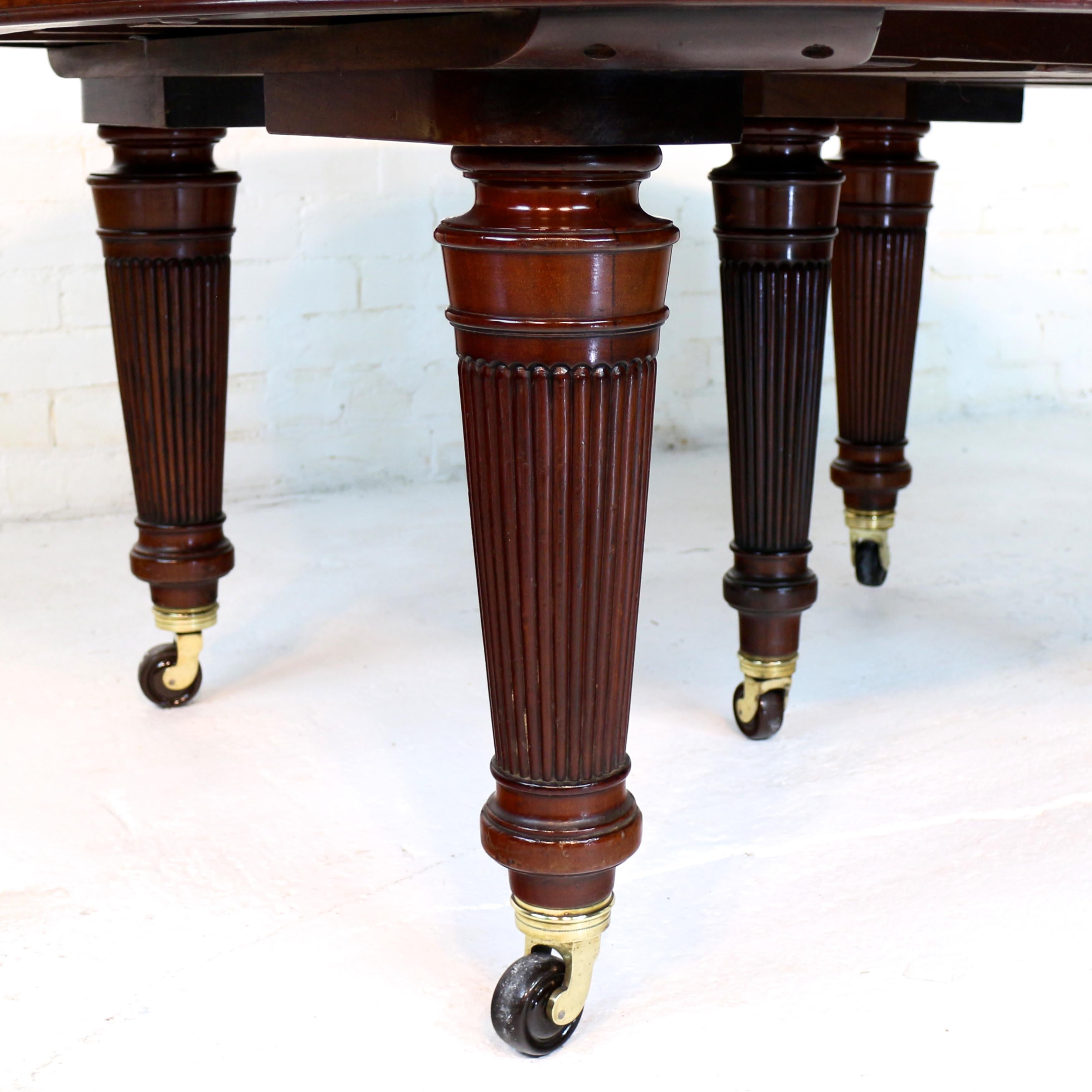 Antique English Military Campaign Mahogany Extending Dining Table & 6 Leaves 6