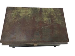 Antique English Military Metal Trunk on Stand