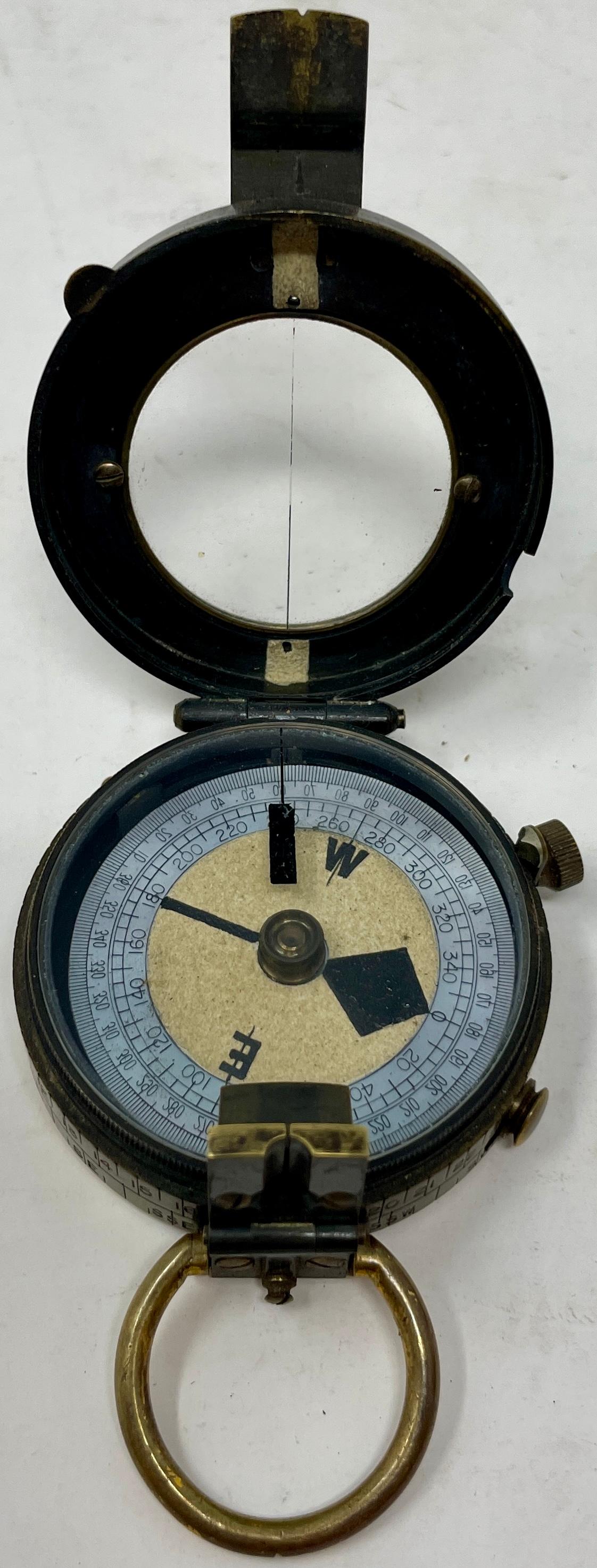 20th Century Antique English Military Short & Mason LTD Prismatic Compass in Case c. 1920-30