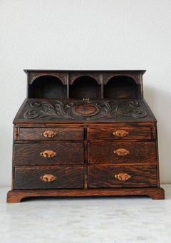 Miniature Antique English Apprentice Model Salesman Sample Drop-Front Bureau