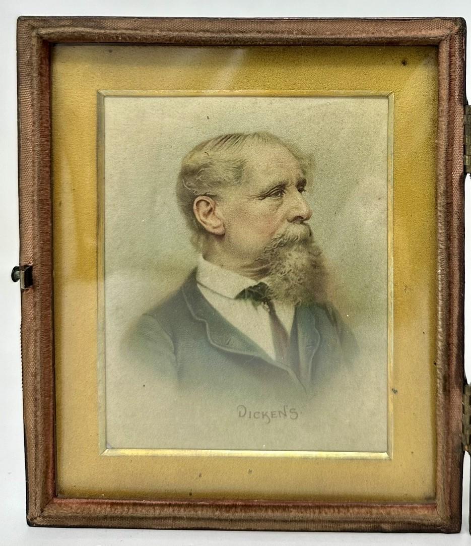 Stunning example of a late Nineteenth Century rare Miniature Portrait Watercolour on paper within its original hinged lid velvet lined leather case, unsigned, possibly by an English talented artist depicts  

Portrait of English Novelist and Social
