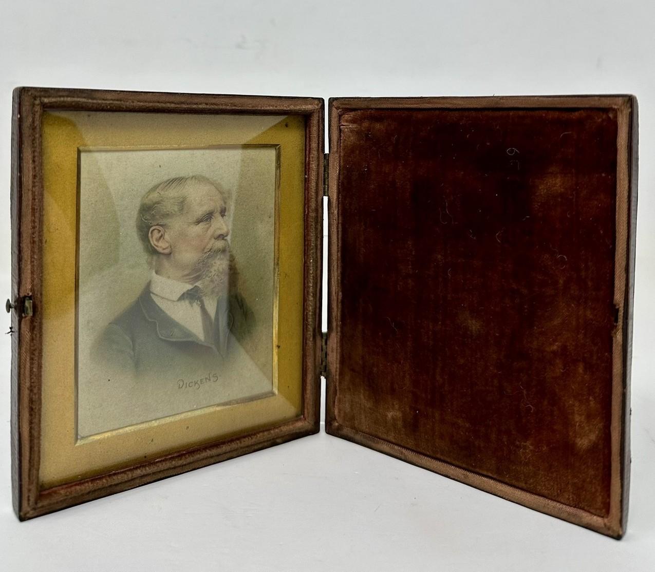 Victorien  Ancienne miniature anglaise à l'aquarelle du portrait masculin de Charles Dickens 1812-1870 en vente