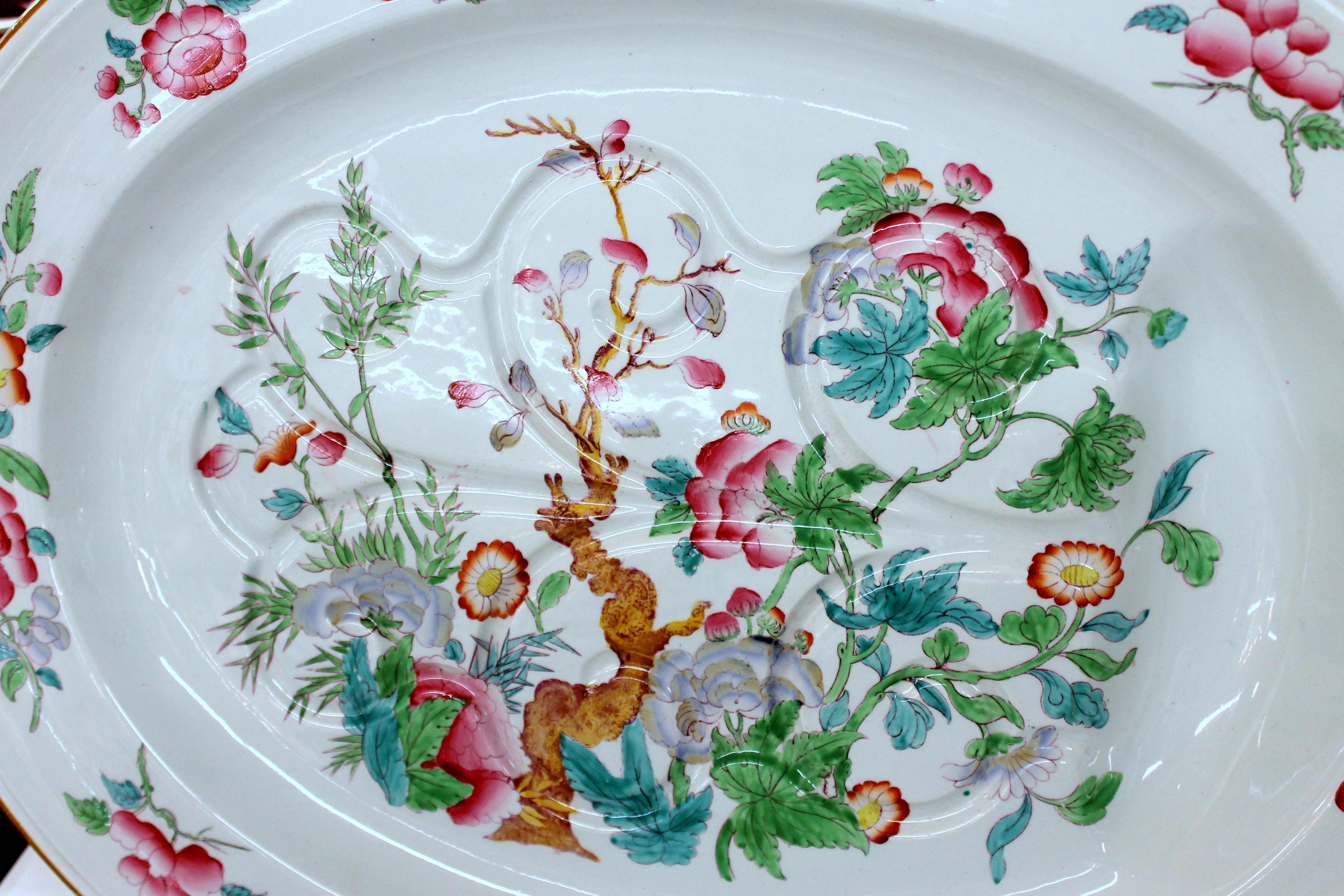 Hand-Painted Antique English Huge Minton Ironstone ‘Indian Tree’ Well and Tree Platter