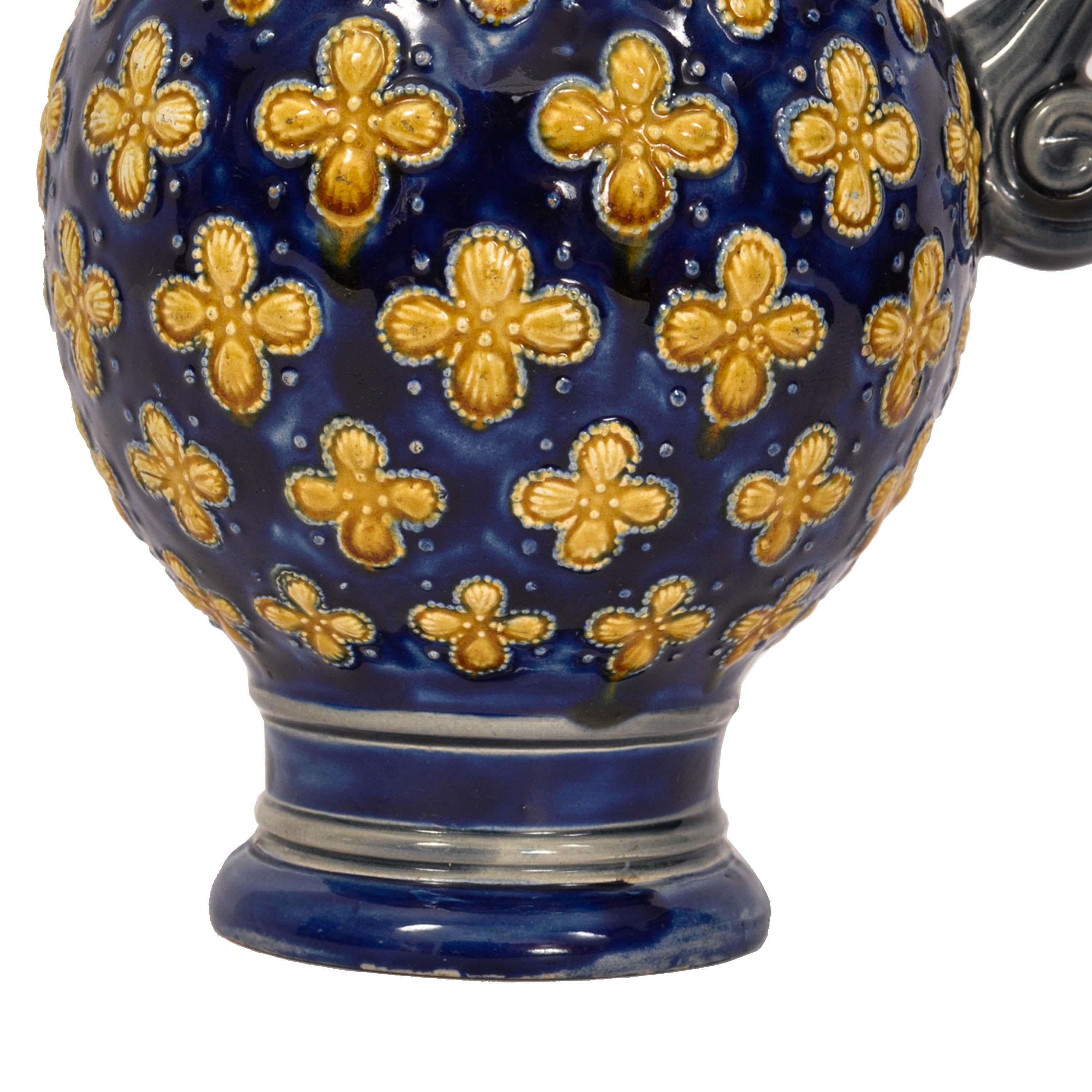 Pichet à bière anglais ancien Minton Majolica Pottery Blue Pottery 1870 en vente 1