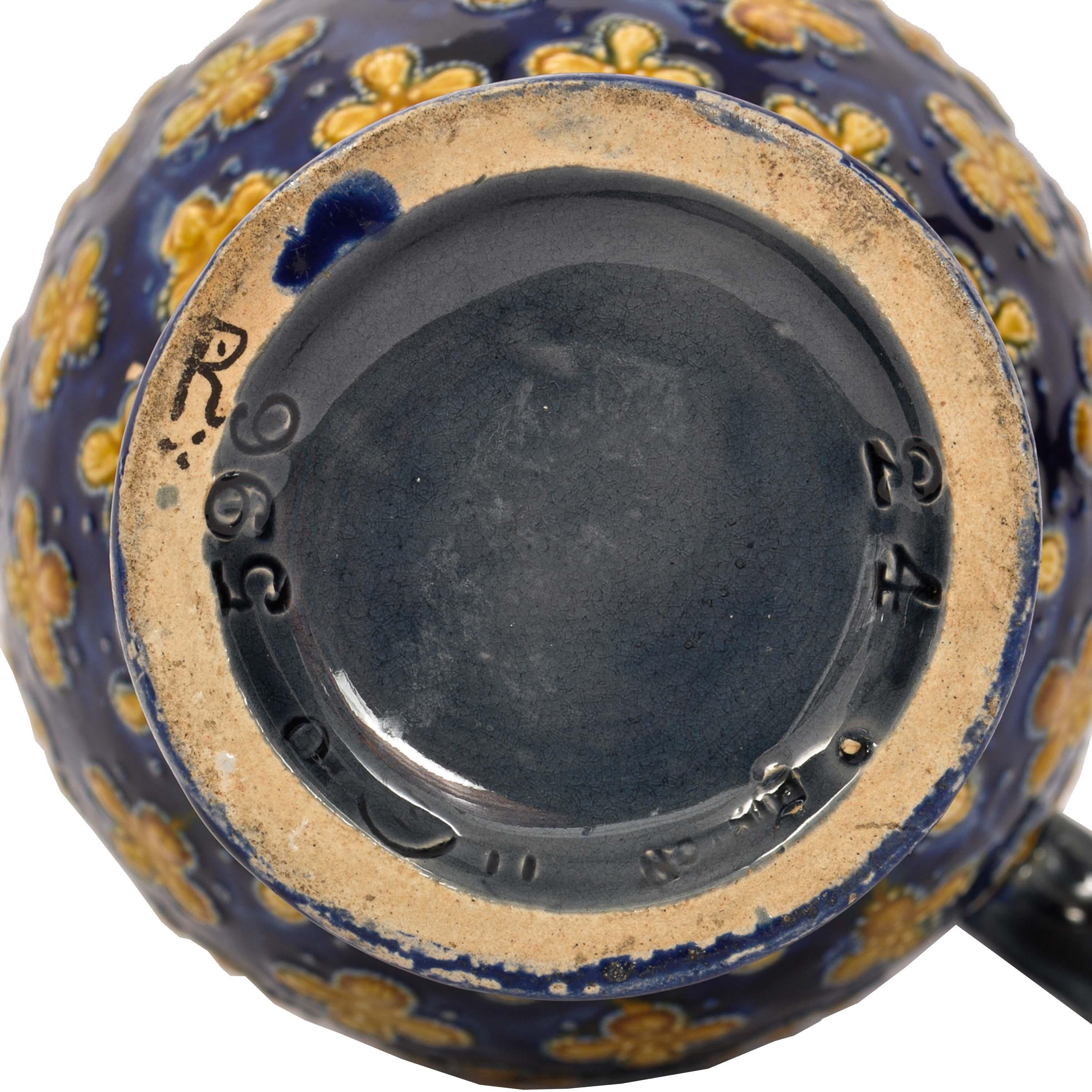 Pichet à bière anglais ancien Minton Majolica Pottery Blue Pottery 1870 en vente 2