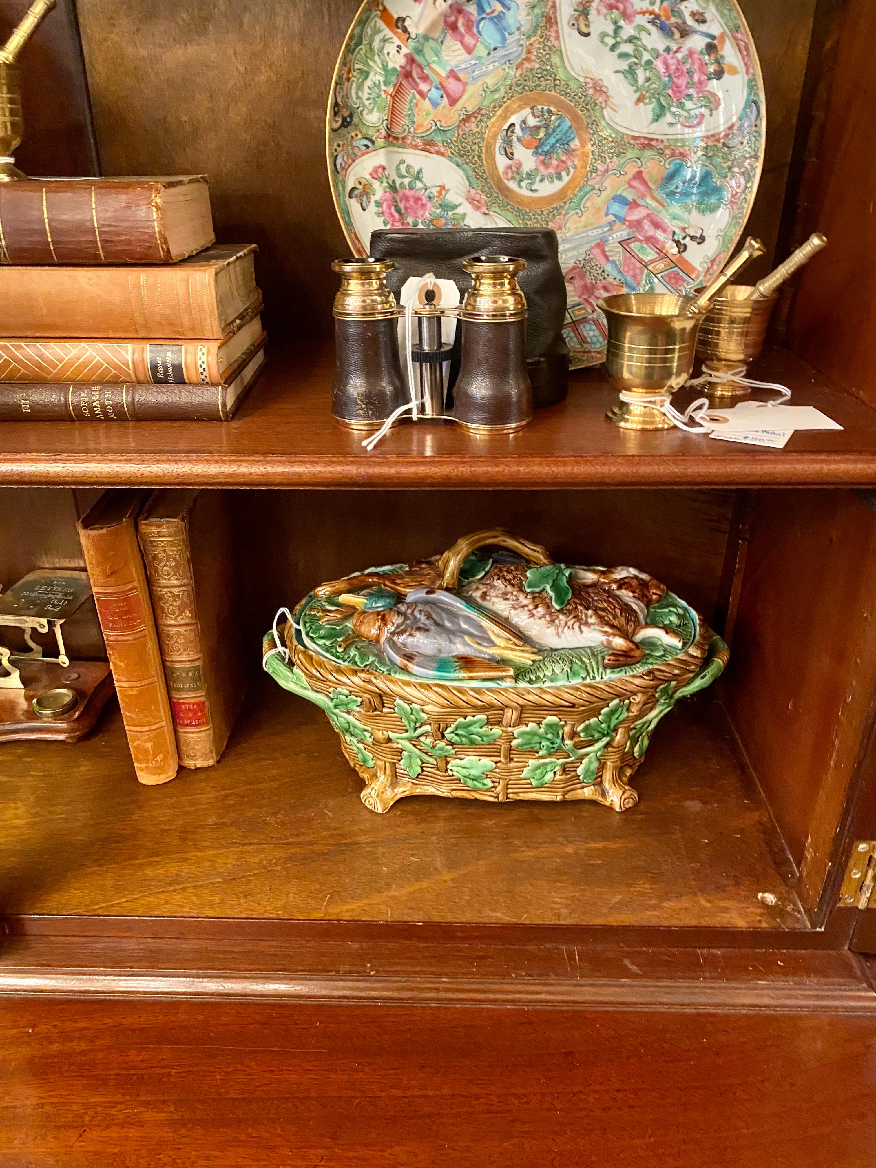 Antique English Minton Majolica Porcelain Figural Duck & Rabbit Tureen, Ca. 1890 15