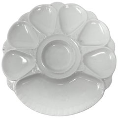 Ancienne assiette à huîtres anglaise en majolique de Minton et porcelaine blanche, vers 1870