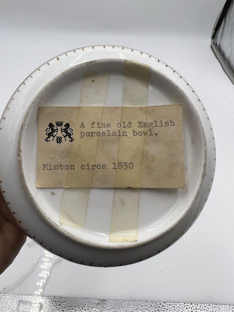 Antike englische Mintons Porzellan-Chinoiserie-Wasserschale aus Mintons, um 1830 (19. Jahrhundert) im Angebot