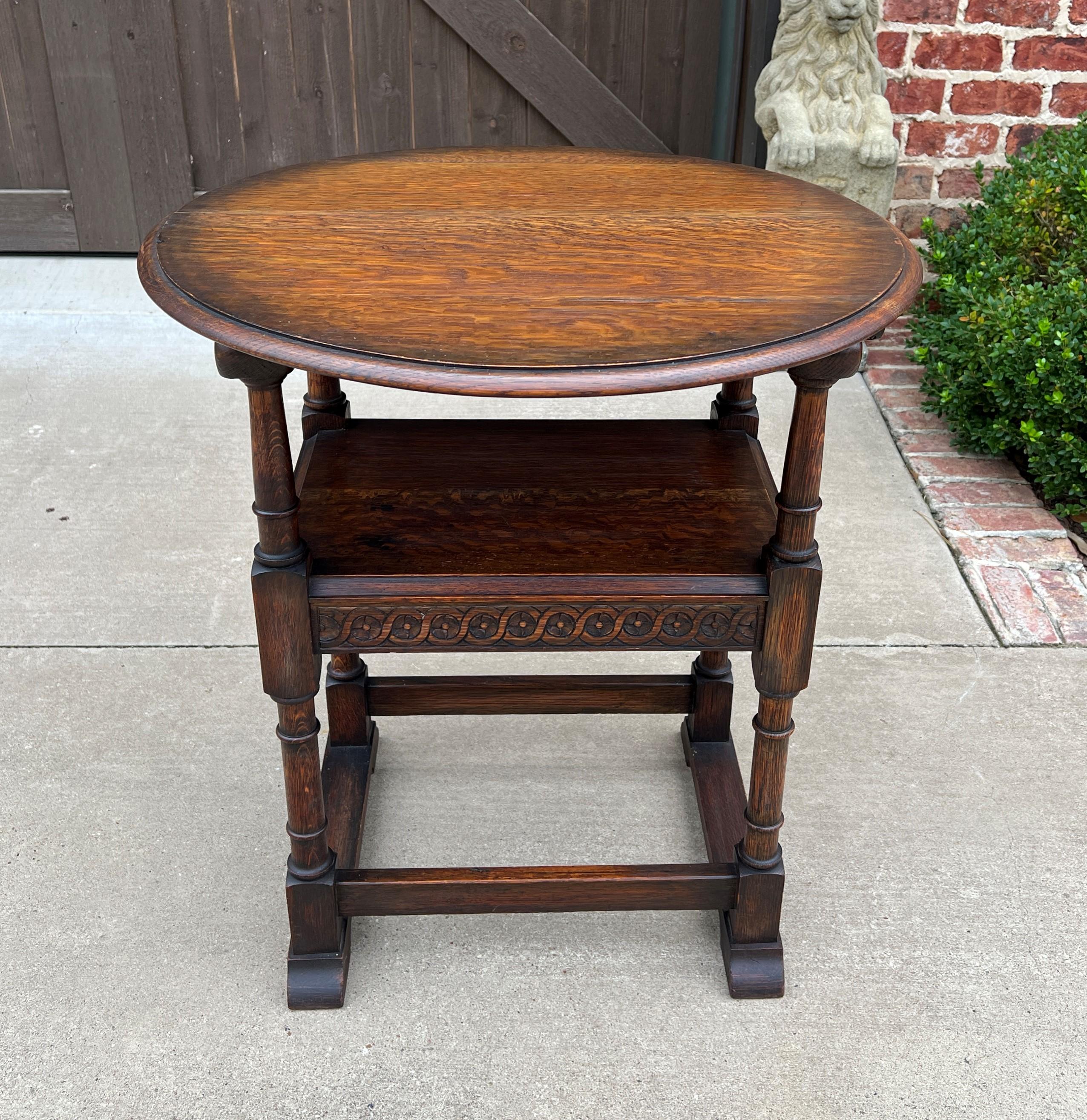 Antique English Monk's Chair Bench Oak Converts to Folding Table Round 19th C For Sale 3