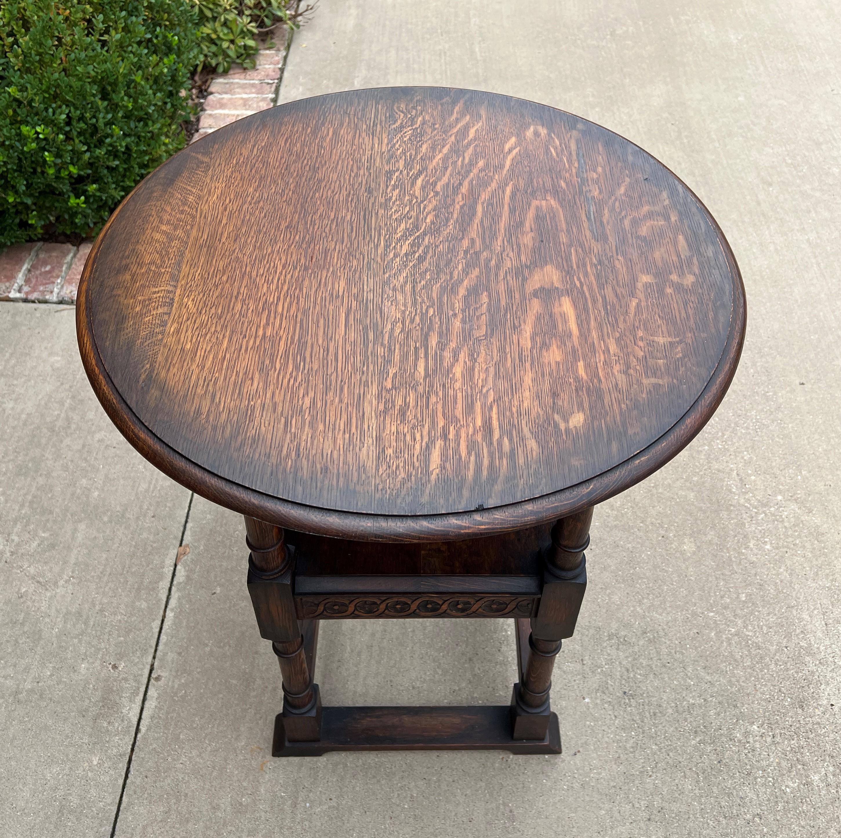 Antique English Monk's Chair Bench Oak Converts to Folding Table Round 19th C For Sale 4