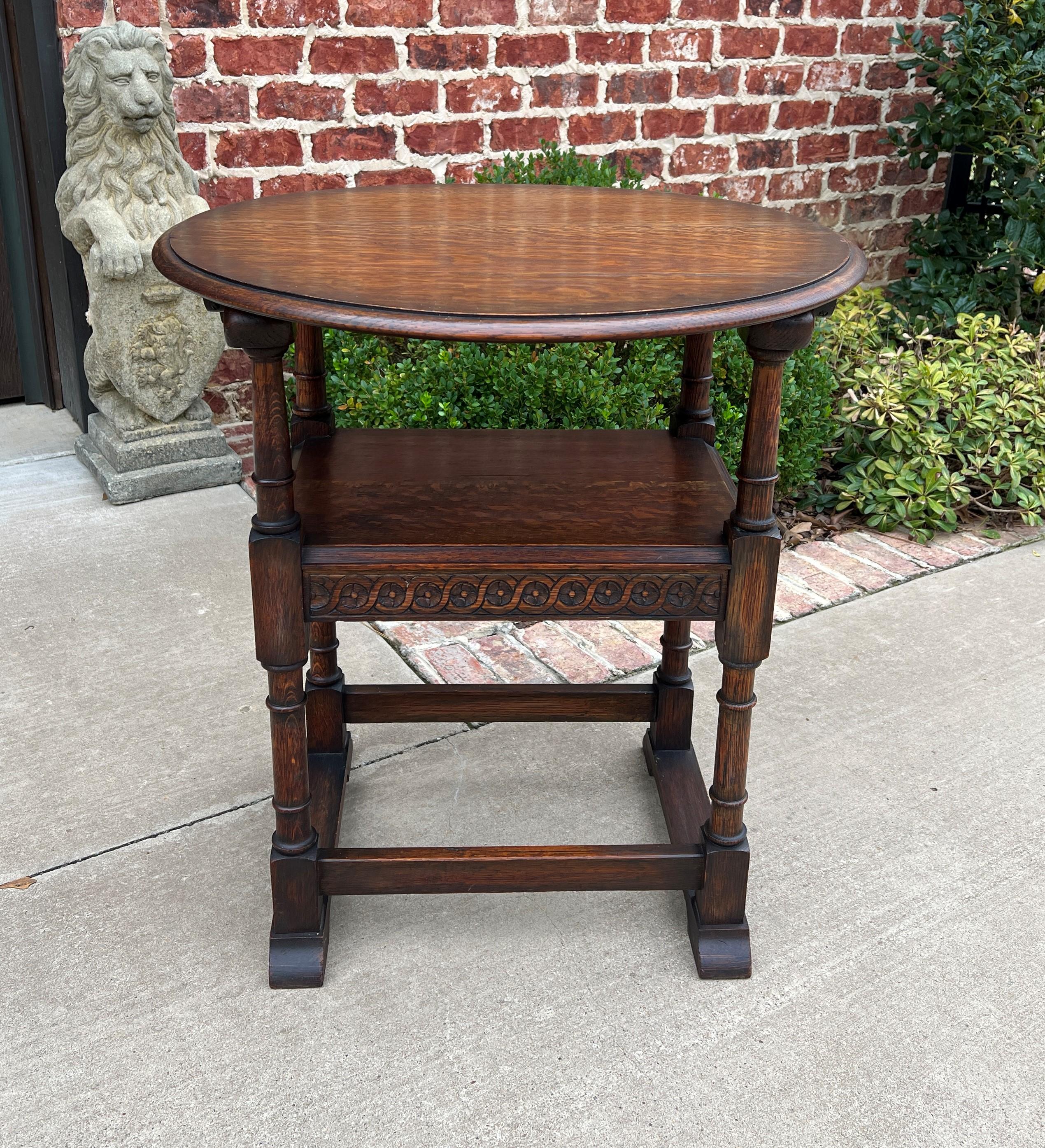 Renaissance Revival Antique English Monk's Chair Bench Oak Converts to Folding Table Round 19th C For Sale
