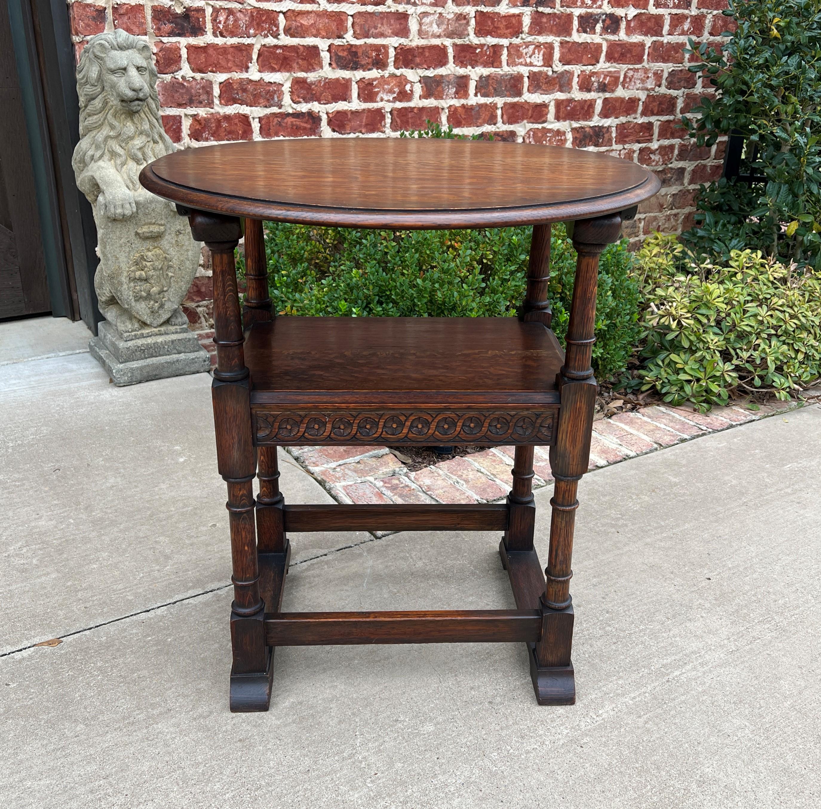Antique English Monk's Chair Bench Oak Converts to Folding Table Round 19th C In Good Condition For Sale In Tyler, TX