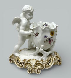 Antique English Moores Brothers Porcelain Blanc de Chine Cherub Centerpiece 19Ct